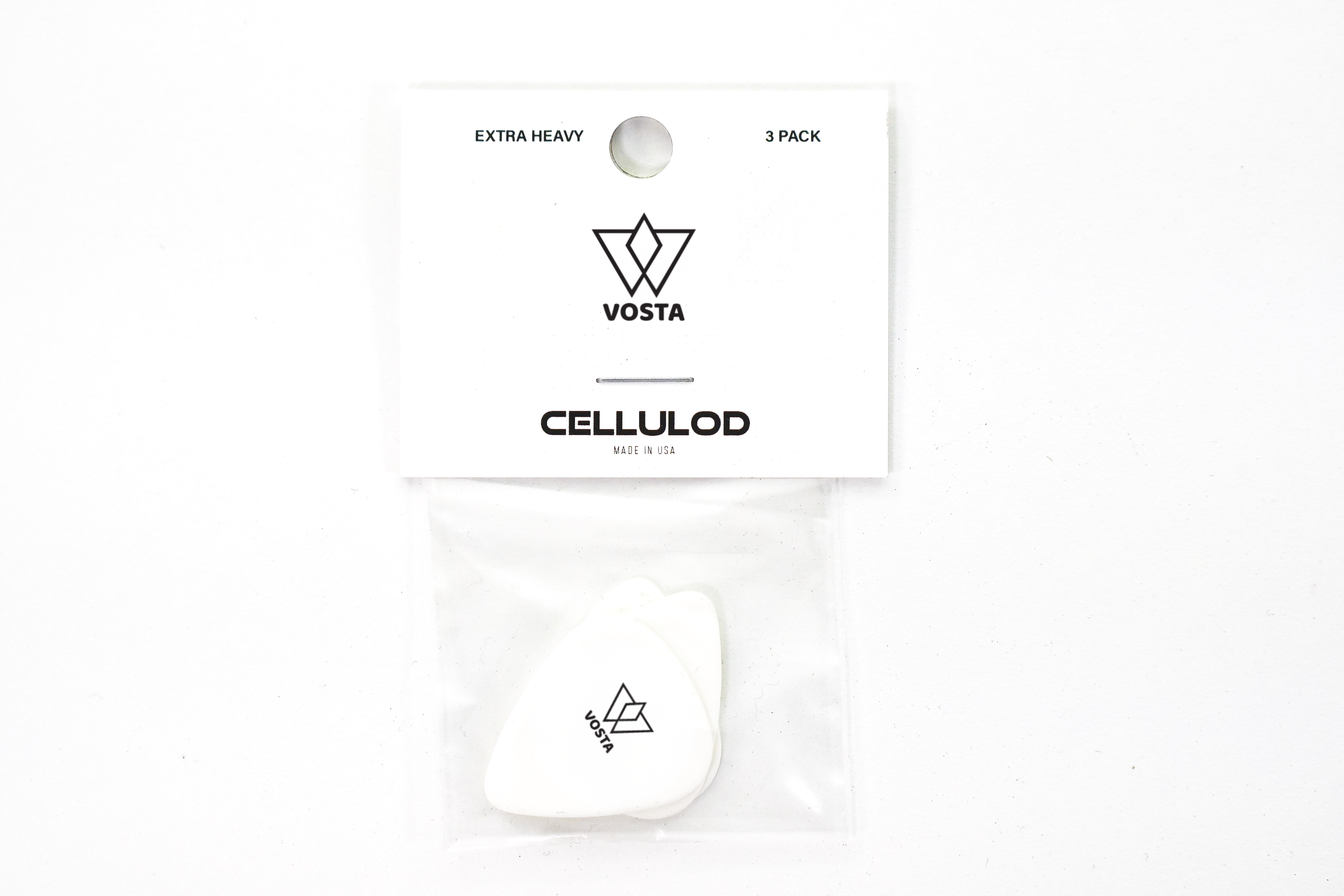 Vosta Extra Heavy Celluloid White Picks - 12 Pack