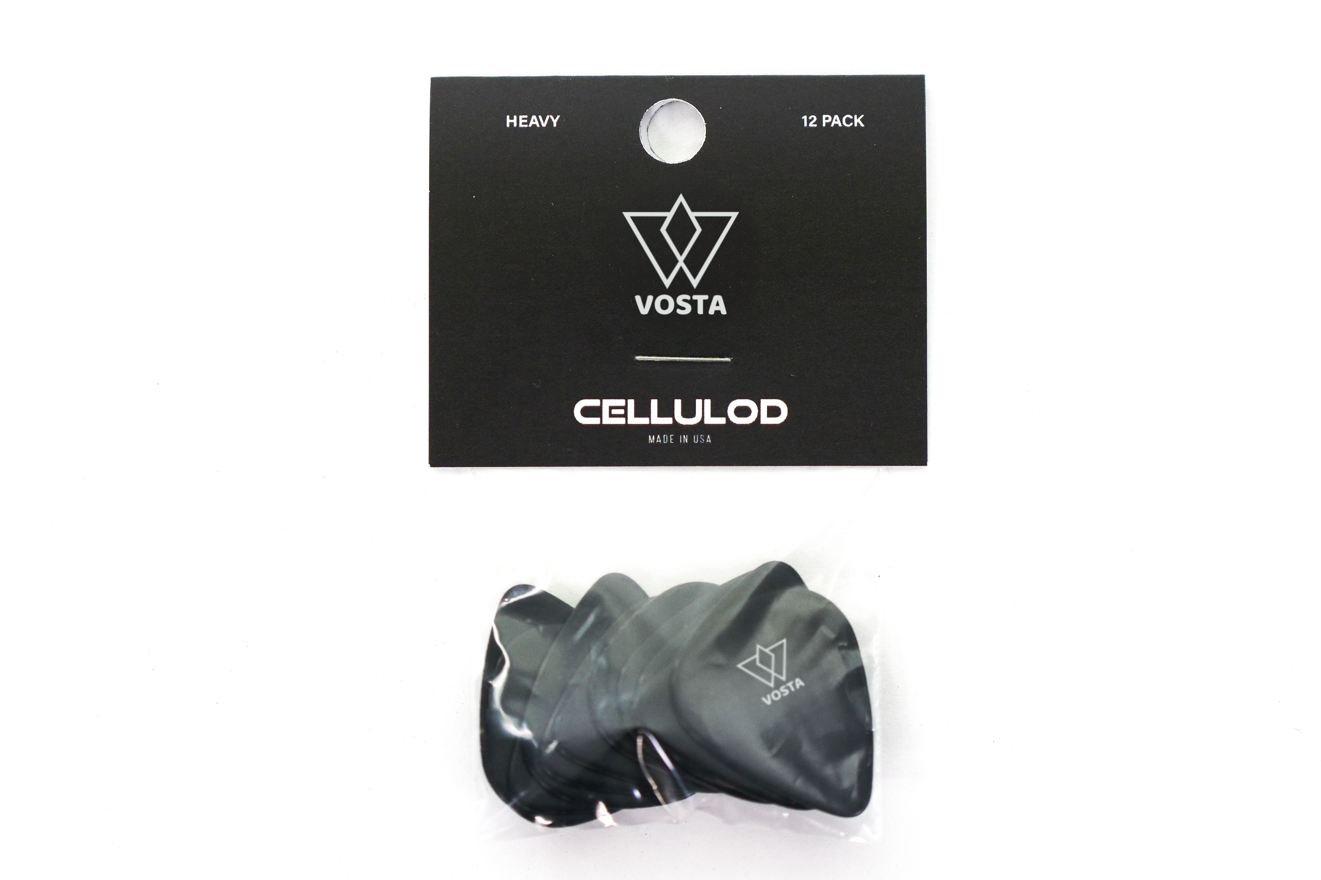 Vosta Heavy Celluloid Black Picks - 12 Pack