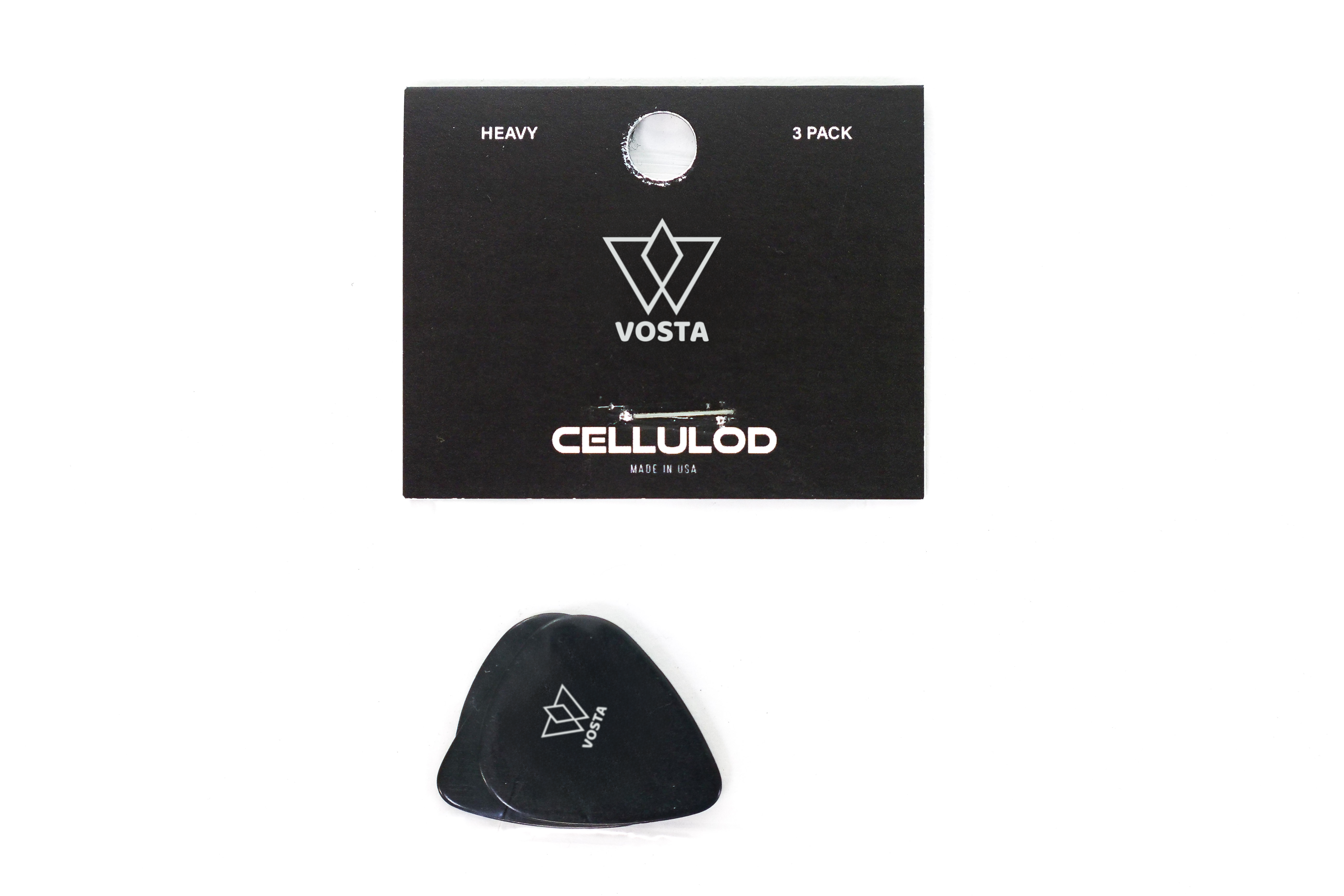 Vosta Heavy Celluloid Black Picks - 3 Pack