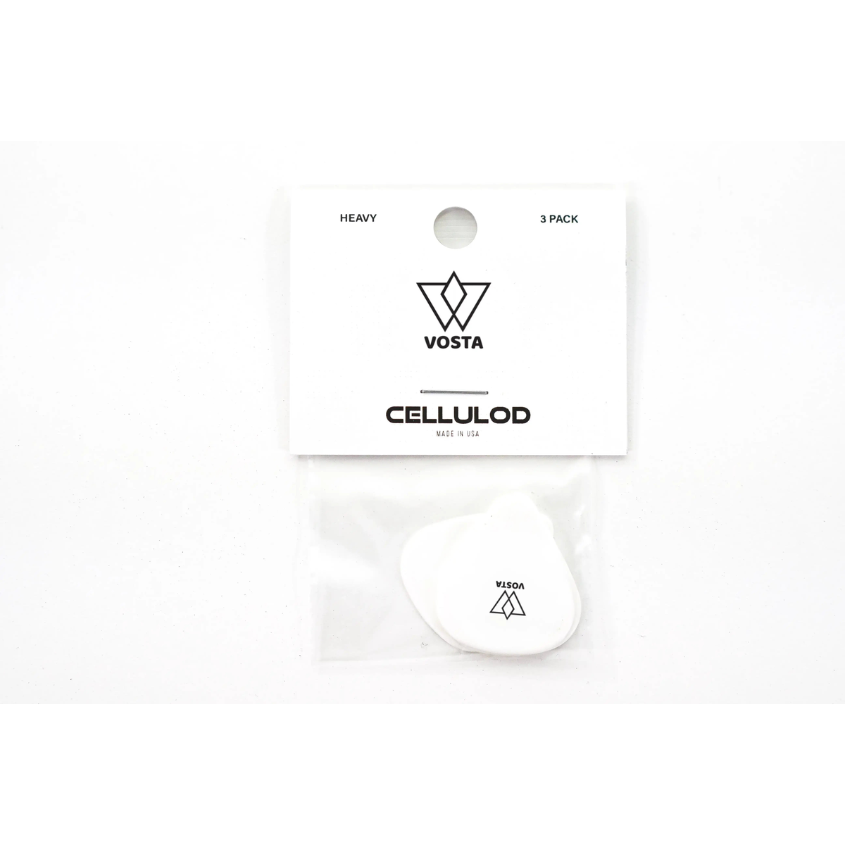 VostaHeavyCelluloidWhitePicks-3Pack | Terry Carter Music Store