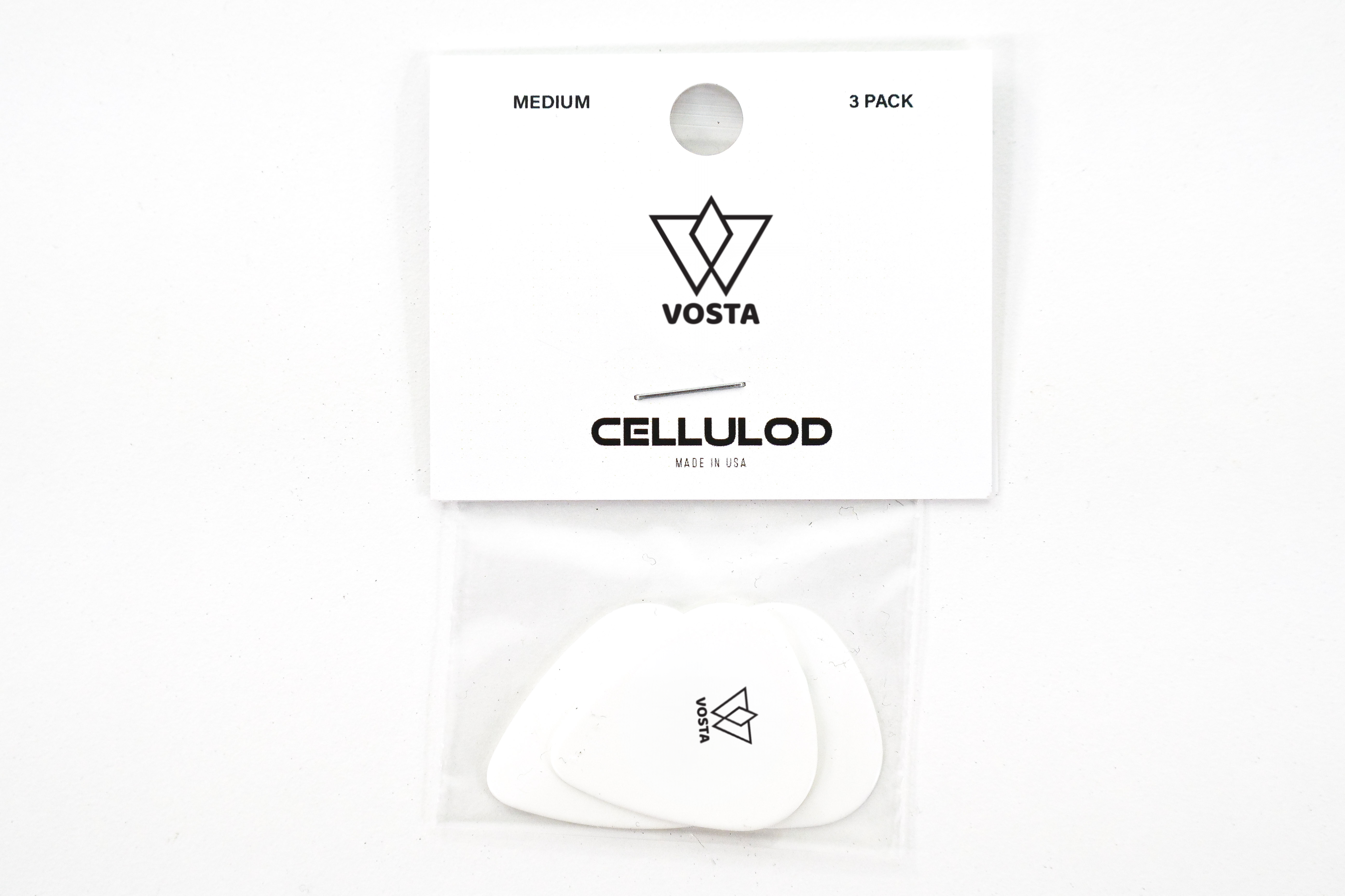 Vosta Medium Celluloid White Picks - 3 Pack
