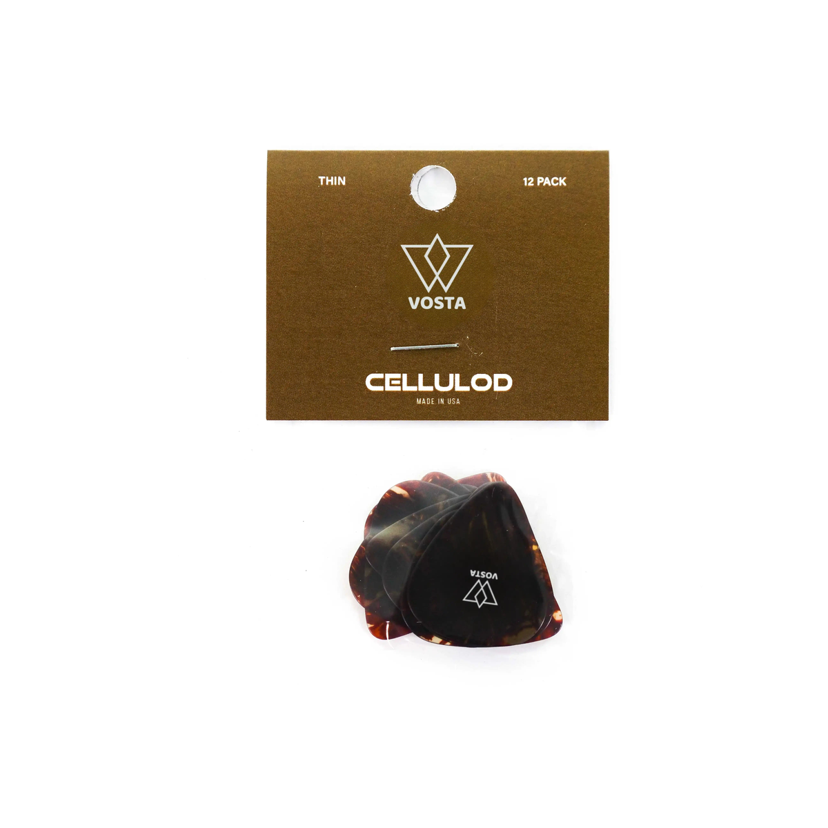 VostaThinCelluloidTortoisePicks-12Pack | Terry Carter Music Store