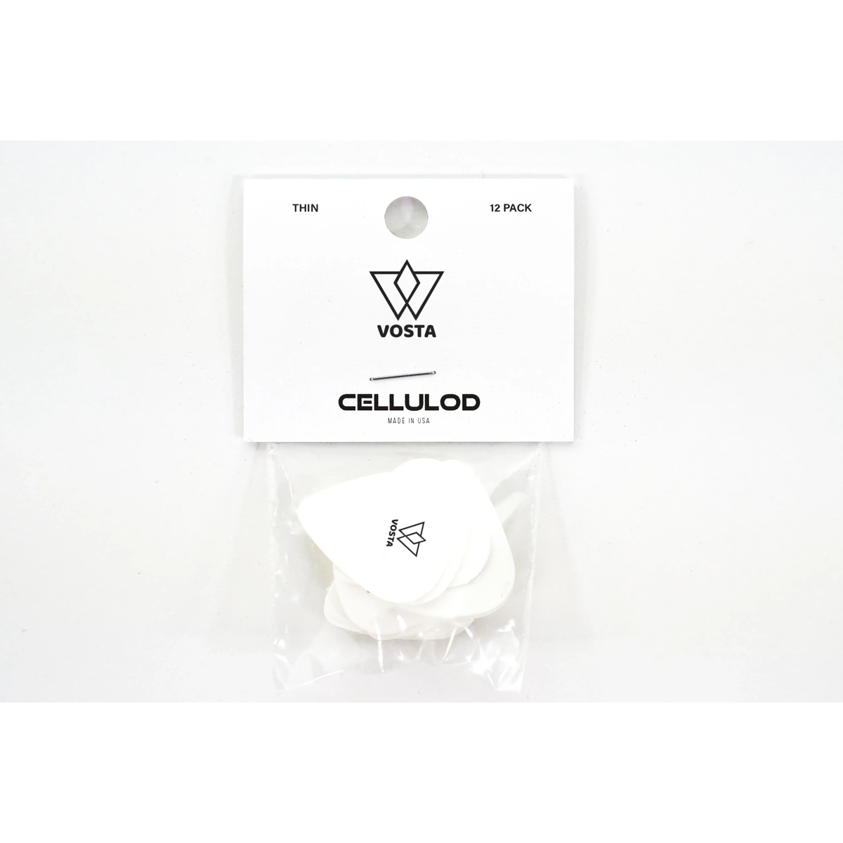 VostaThinCelluloidWhitePicks-12Pack | Terry Carter Music Store