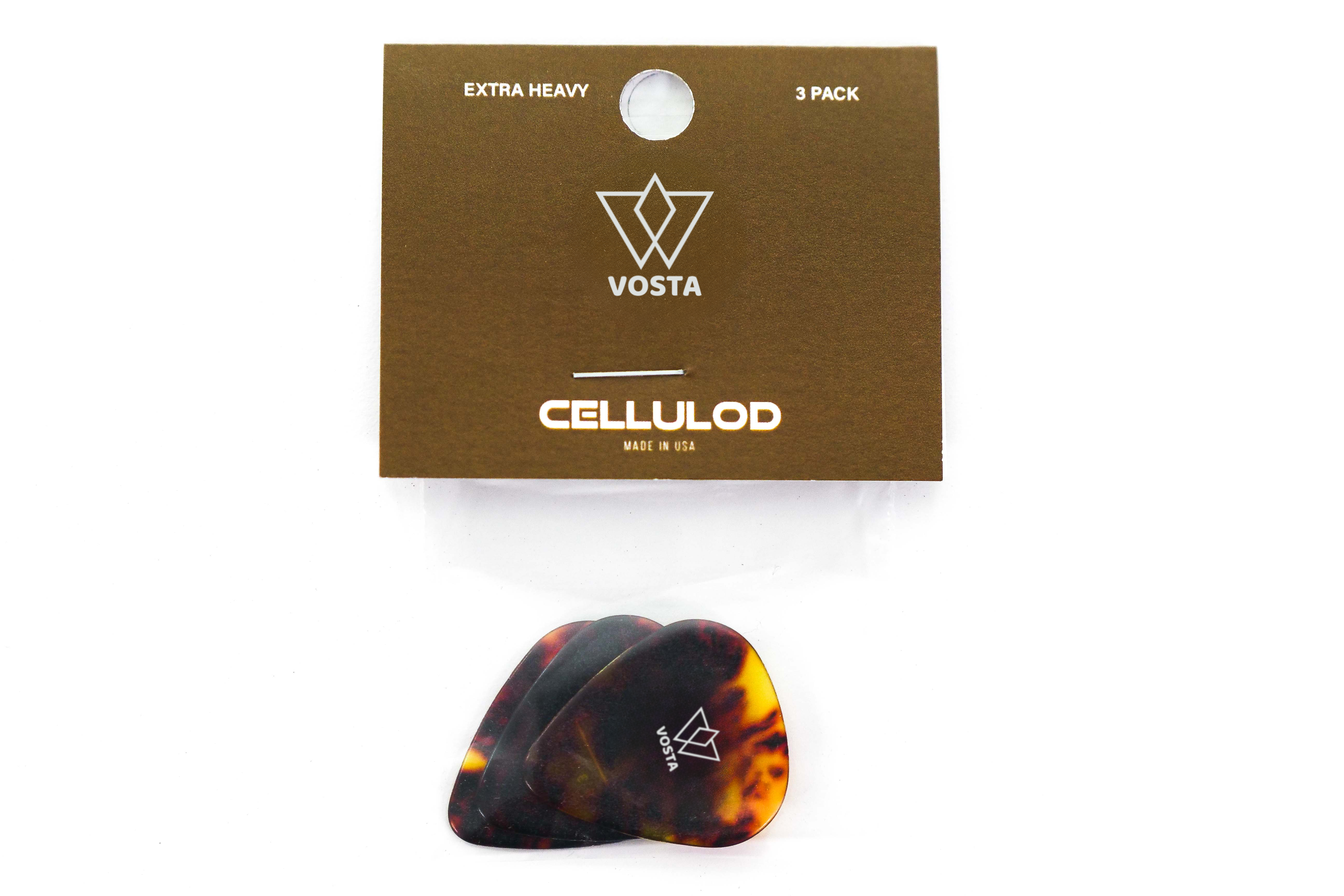Vosta Extra Heavy Celluloid Tortoise Picks - 3 Pack