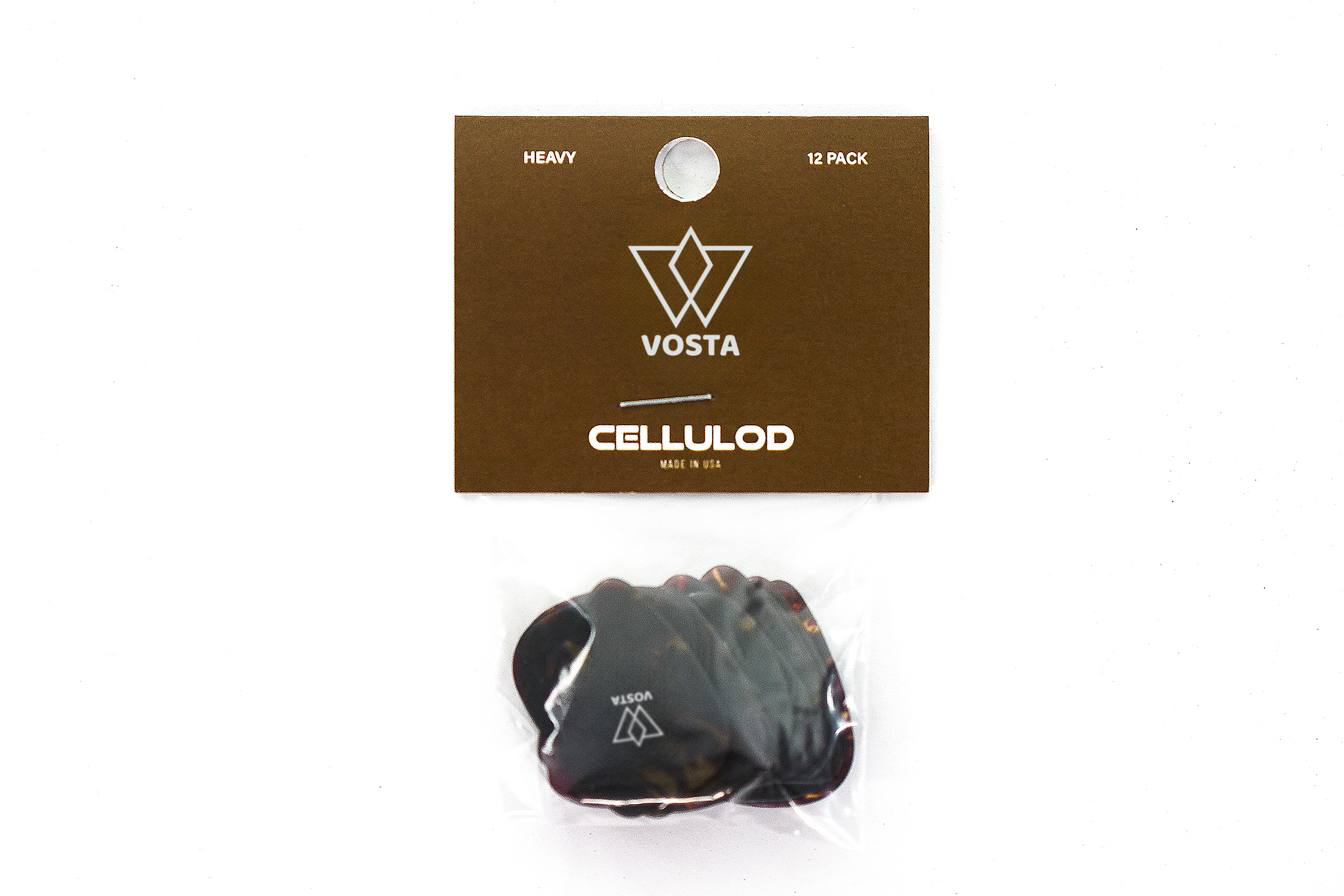 Vosta Heavy Celluloid Tortoise Picks - 12 Pack