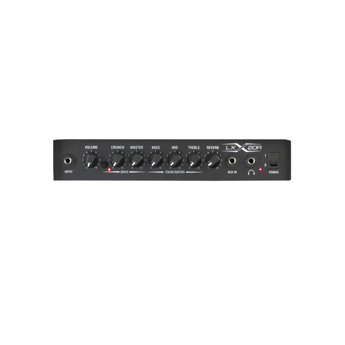 Laney LX20R-RED combo amp, close view of the control panel