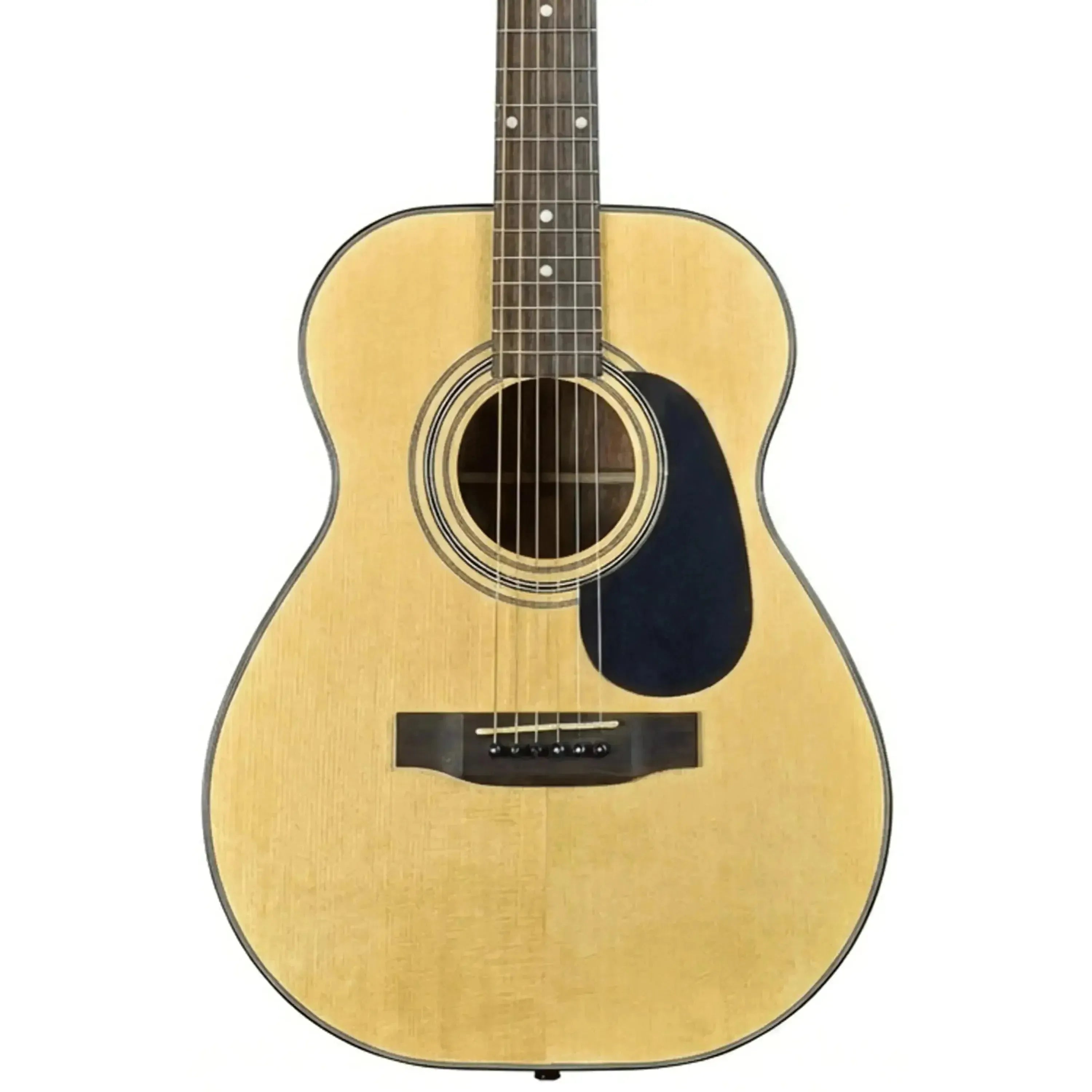 Baby Bristol BB-16 acoustic guitar with light spruce top, black pickguard, and dark bridge.