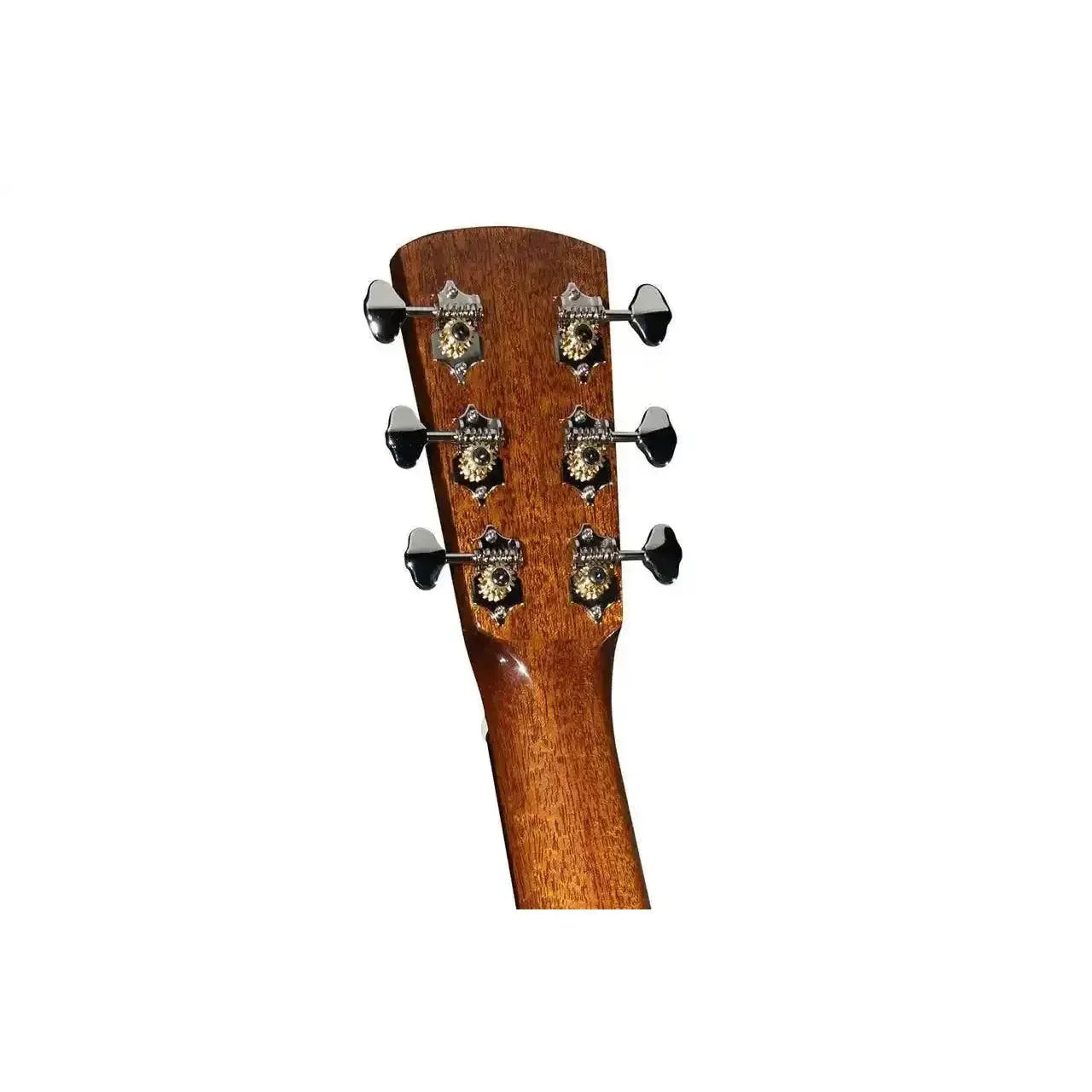 Blueridge BR-140AE acoustic guitar headstock with chrome tuners and amber buttons.