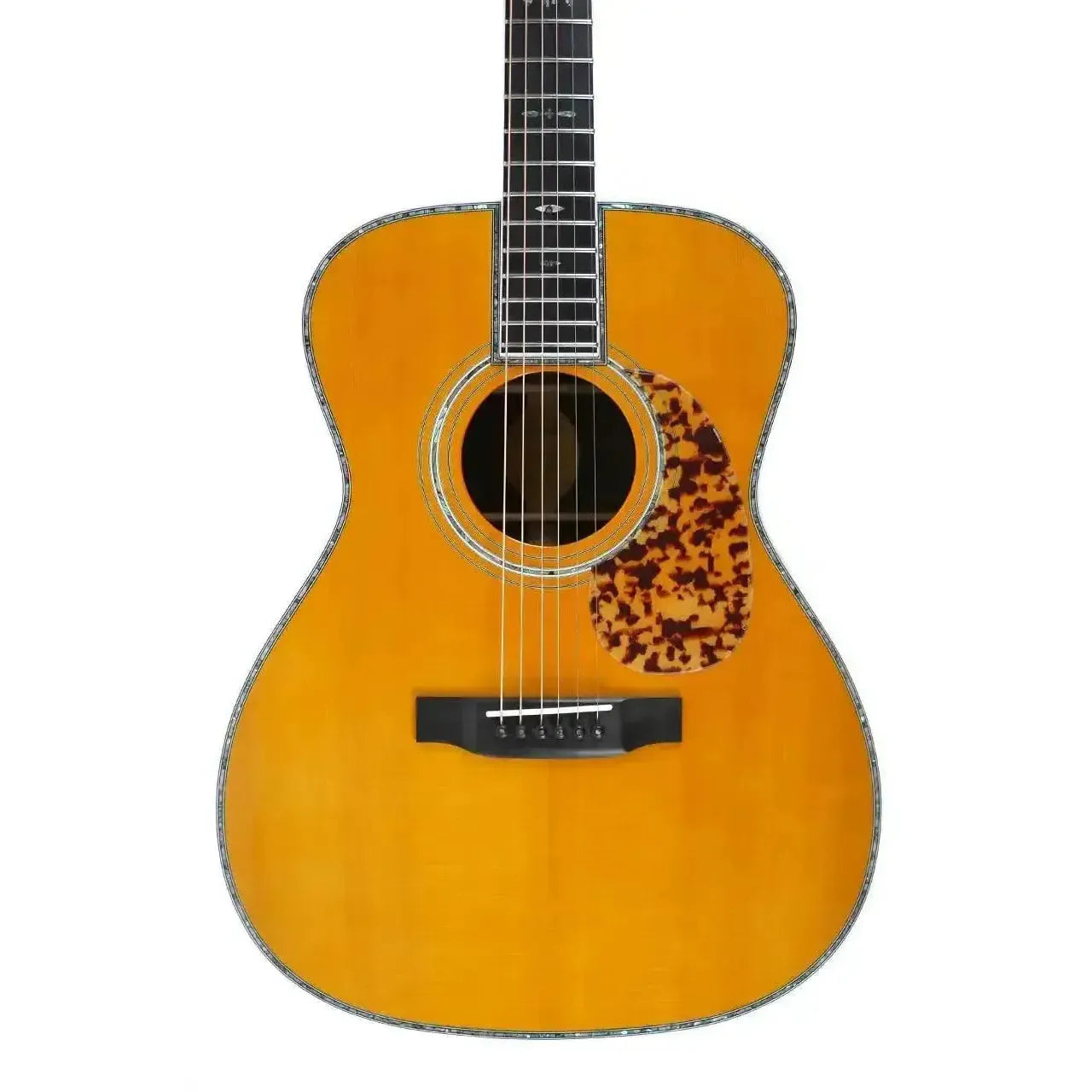 Blueridge BR-183 Historic Series 000 acoustic guitar with a high-gloss finish, abalone purfling, and tortoise pickguard.