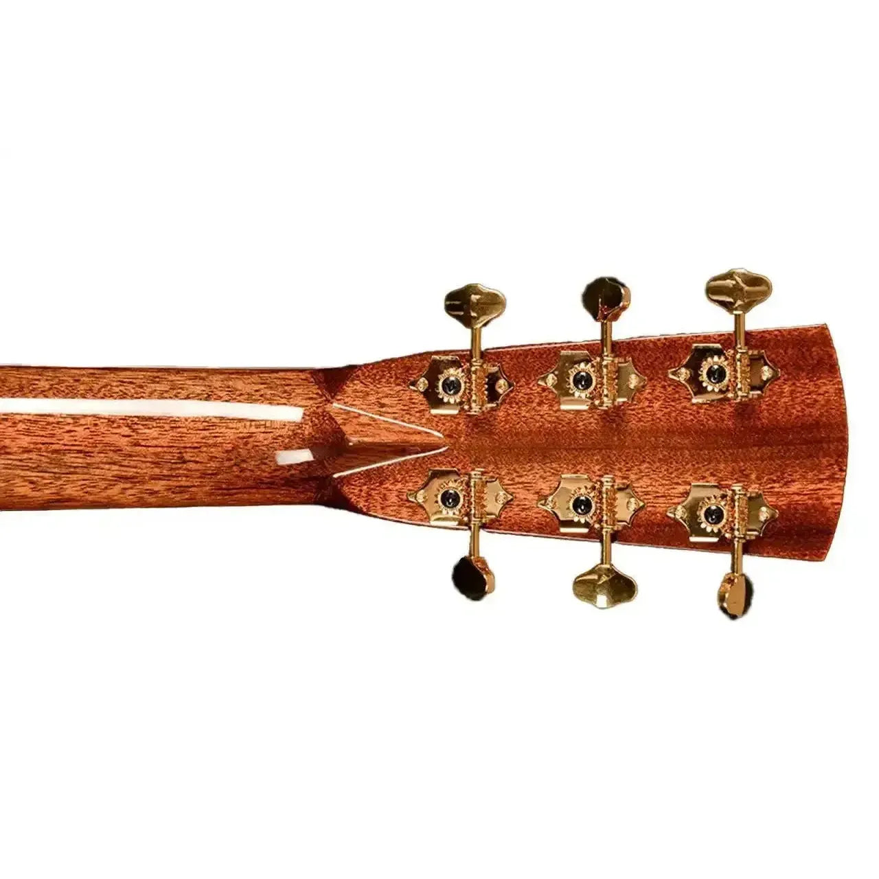 Blueridge BR-183CE 000 acoustic-electric guitar headstock with six gold tuners and mahogany neck.