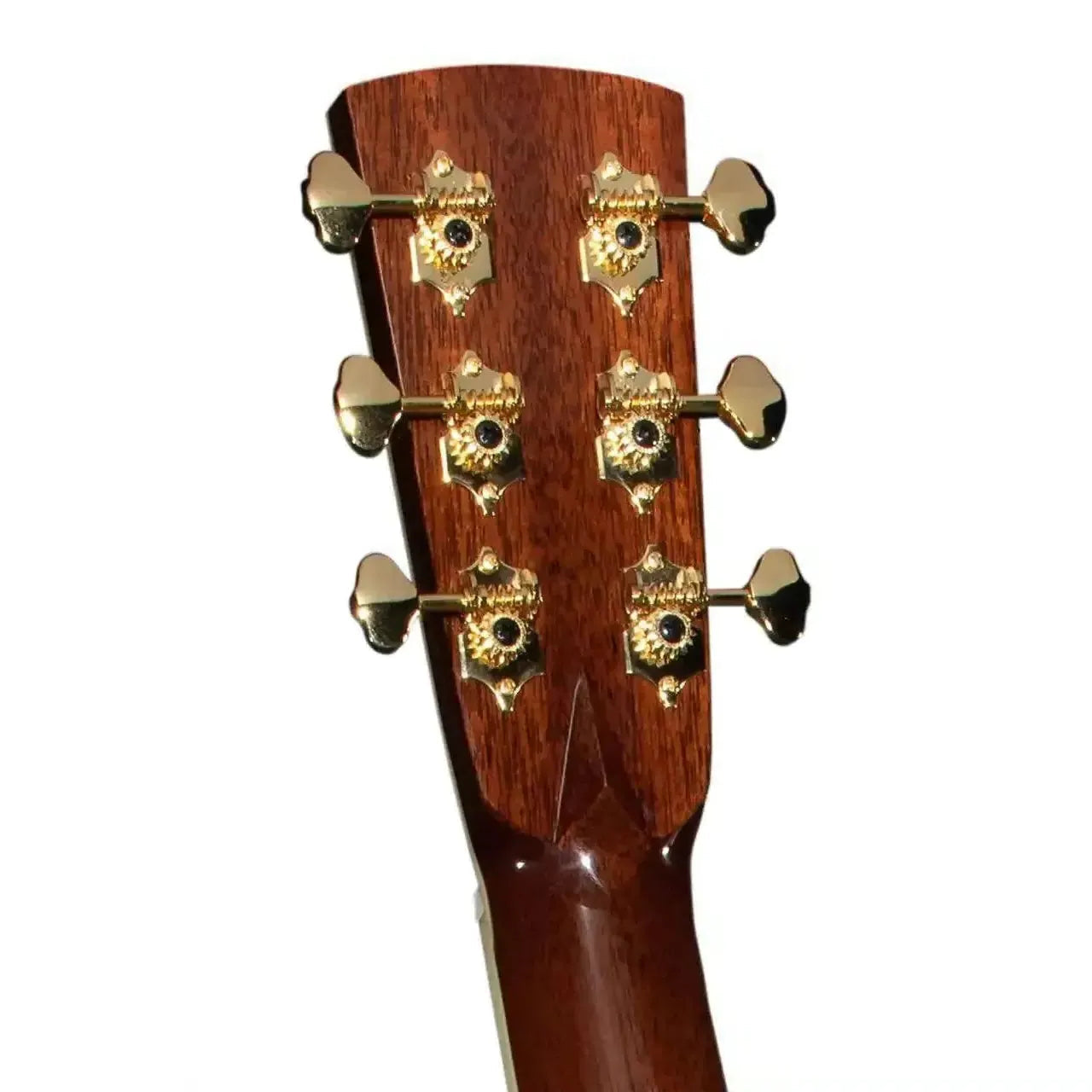 Blueridge BR-283 acoustic guitar headstock with six gold-plated tuners on a mahogany neck.