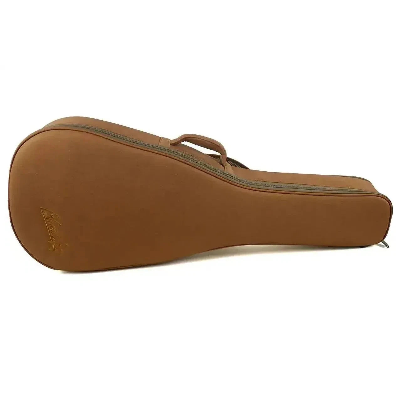Blueridge BR-40TCE tenor guitar soft case, light brown with gold embroidered logo.