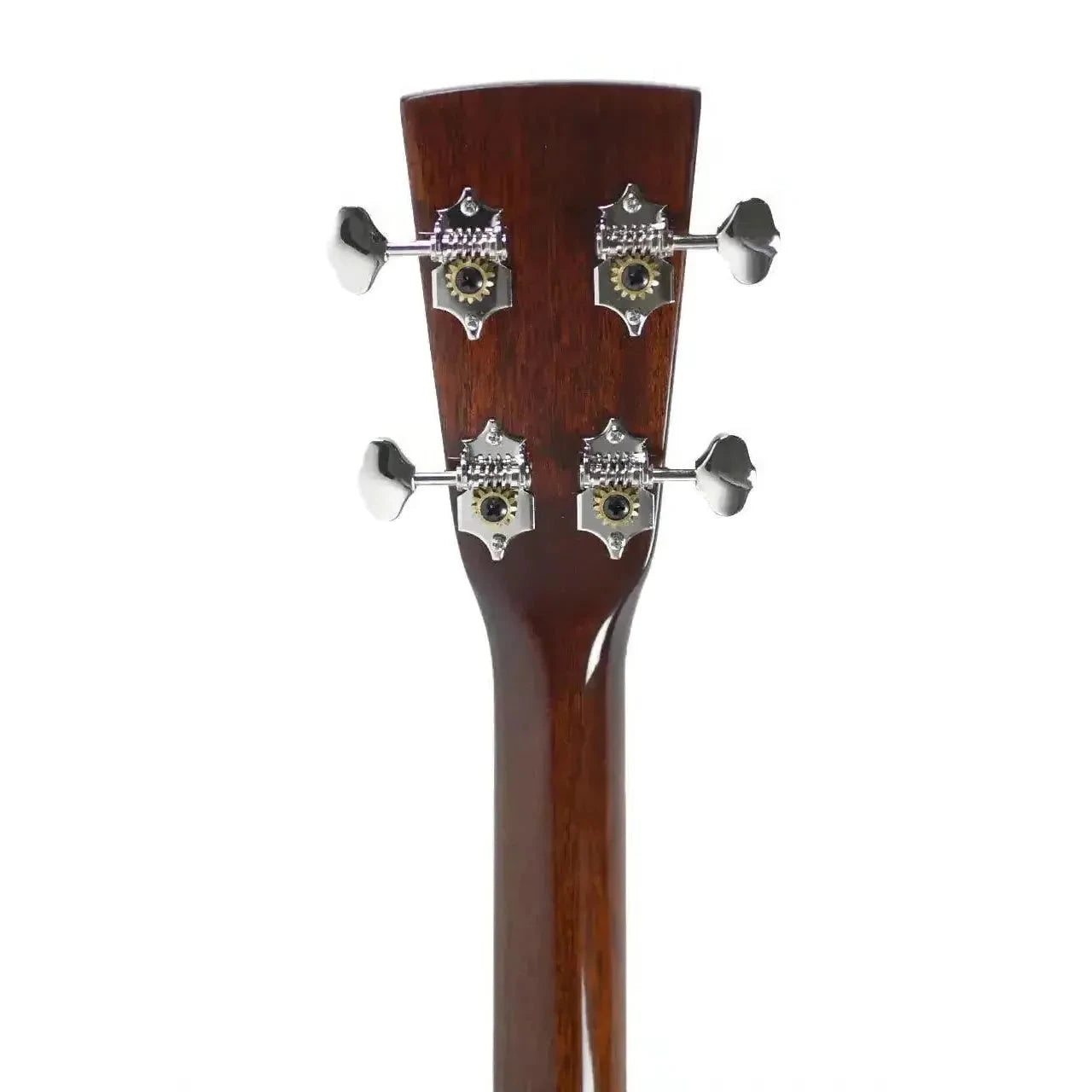 Blueridge BR-40TCE Tenor Guitar headstock with mahogany neck and four silver tuning machines.