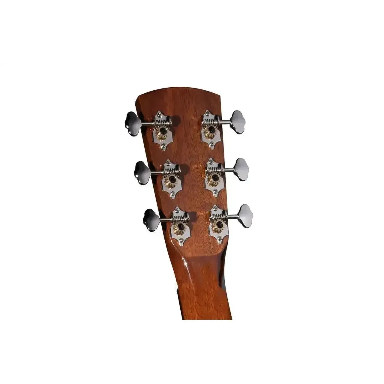 Blueridge BR-63 Acoustic 000 Guitar headstock with nickel-plated tuners and mahogany neck.