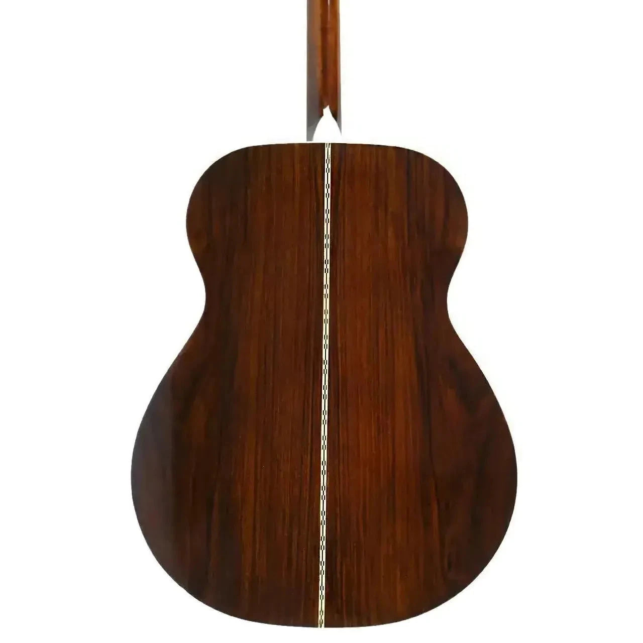 Blueridge BR-70TE tenor guitar back, dark rosewood with white binding and abalone purfling.
