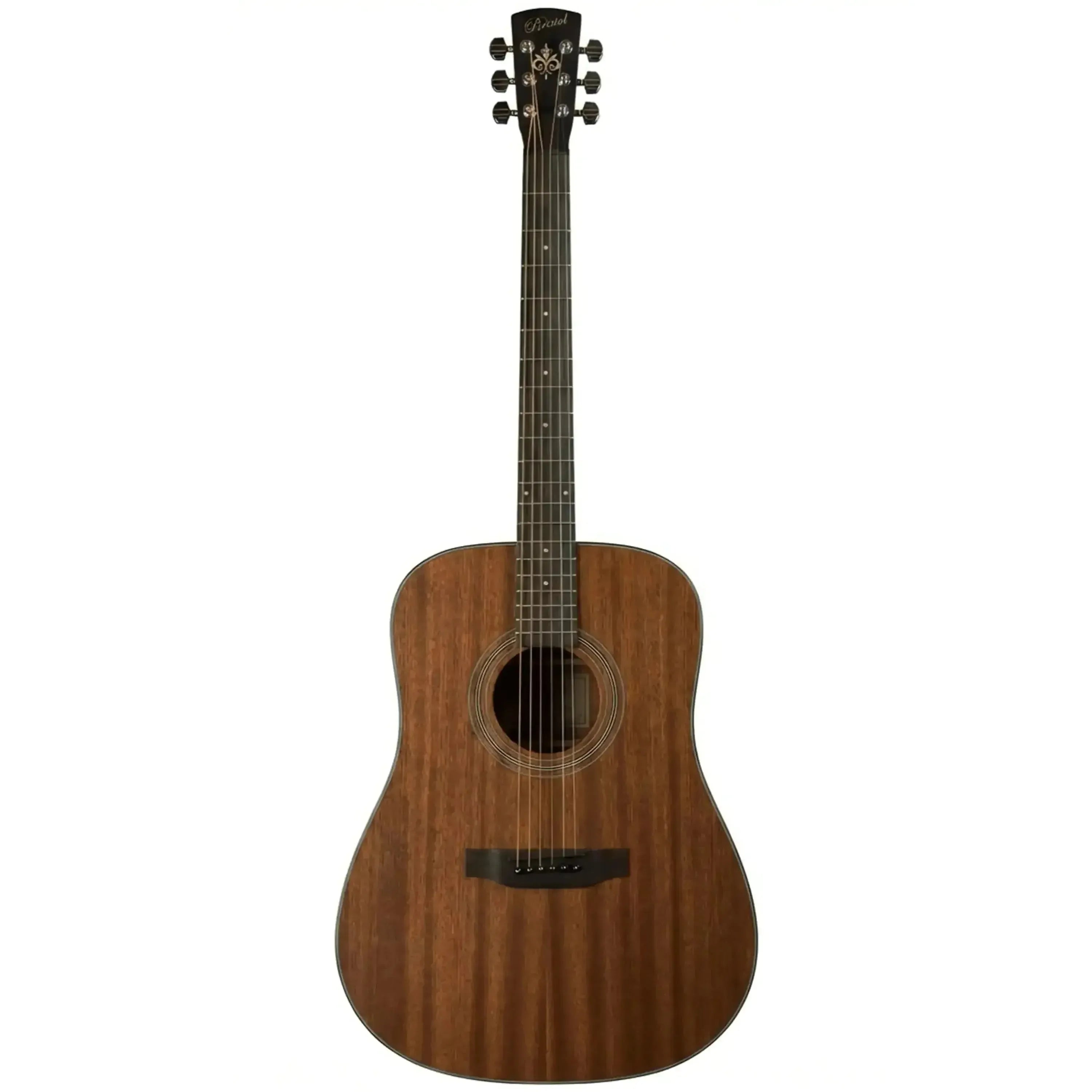 Bristol BD-15 Dreadnought Acoustic Guitar with natural semi-gloss mahogany finish.