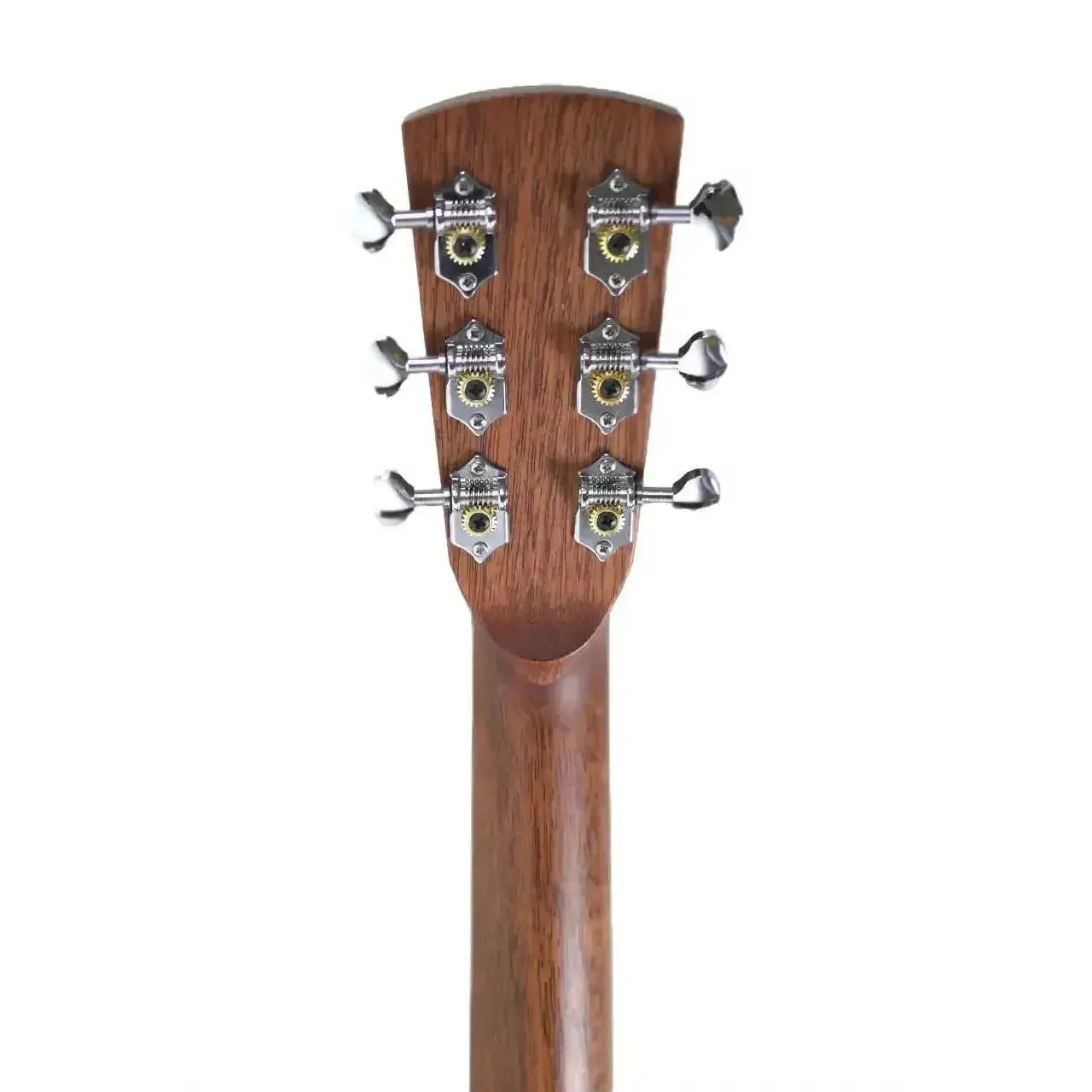 Bristol By Blueridge BL-140 acoustic guitar headstock with nickel-plated open-gear tuners and mahogany neck.