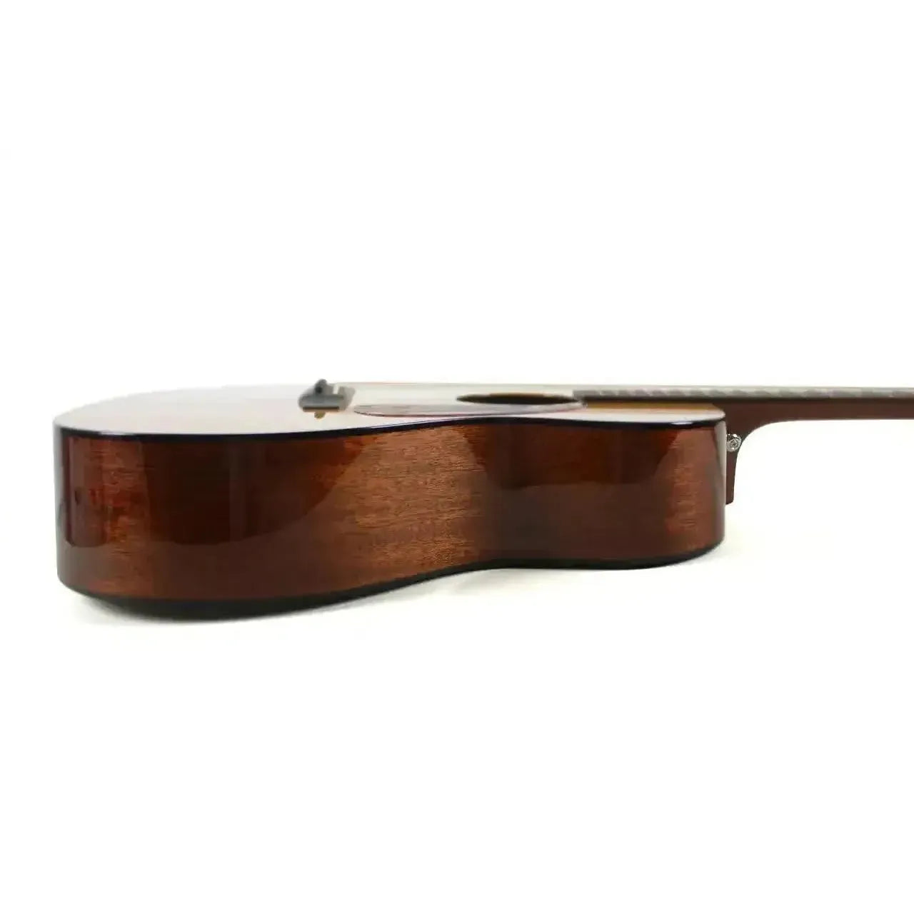 Bristol by Blueridge BL-143E 000 acoustic-electric guitar, showing its glossy dark brown mahogany sides.