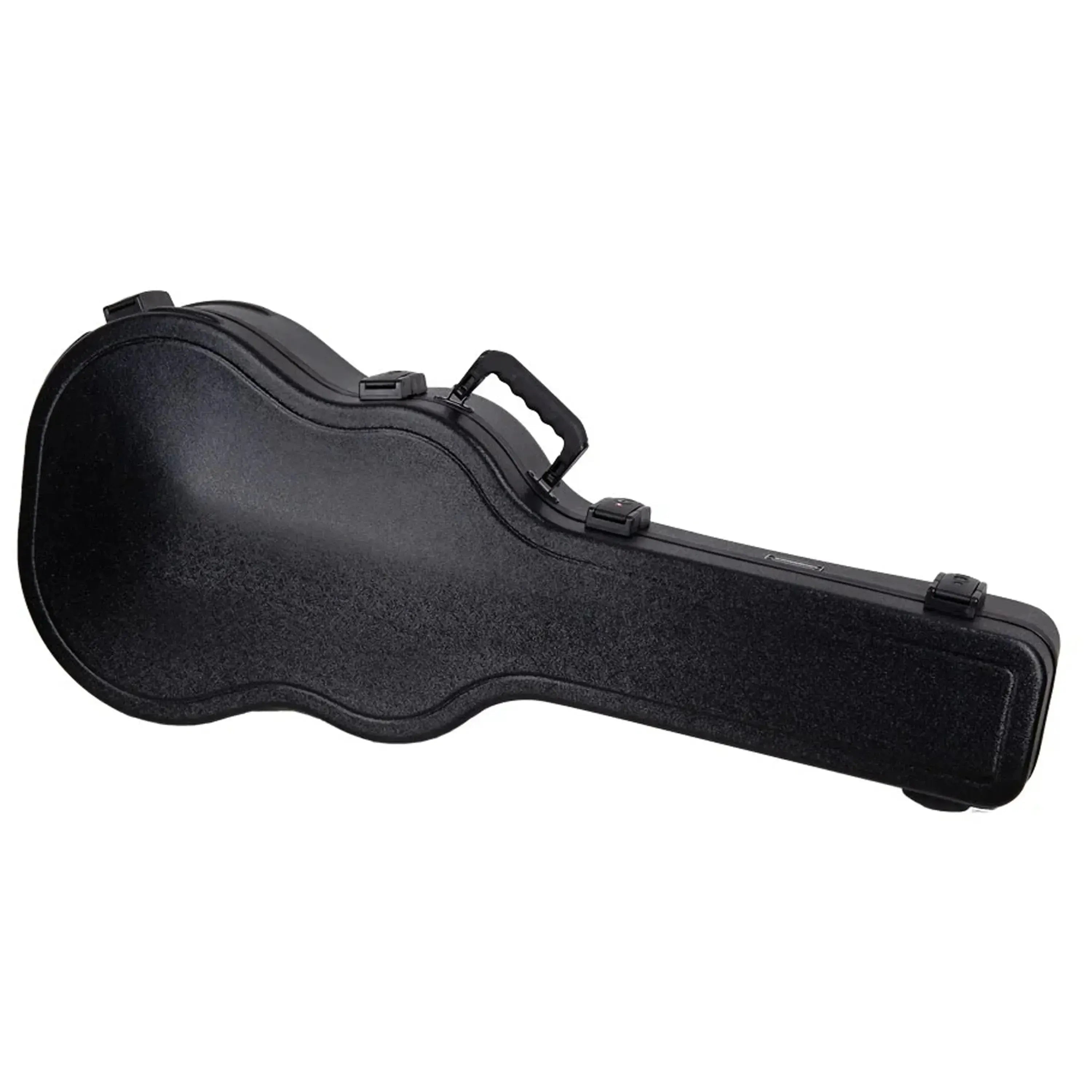 Crossrock CRA980D black ABS jumbo dreadnought guitar case with handle and latches.
