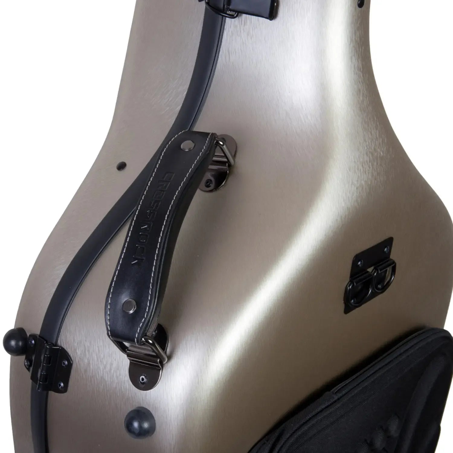 Crossrock CRF1020CEFHT 4/4 cello case in champagne polycarbonate with black handle and straps.