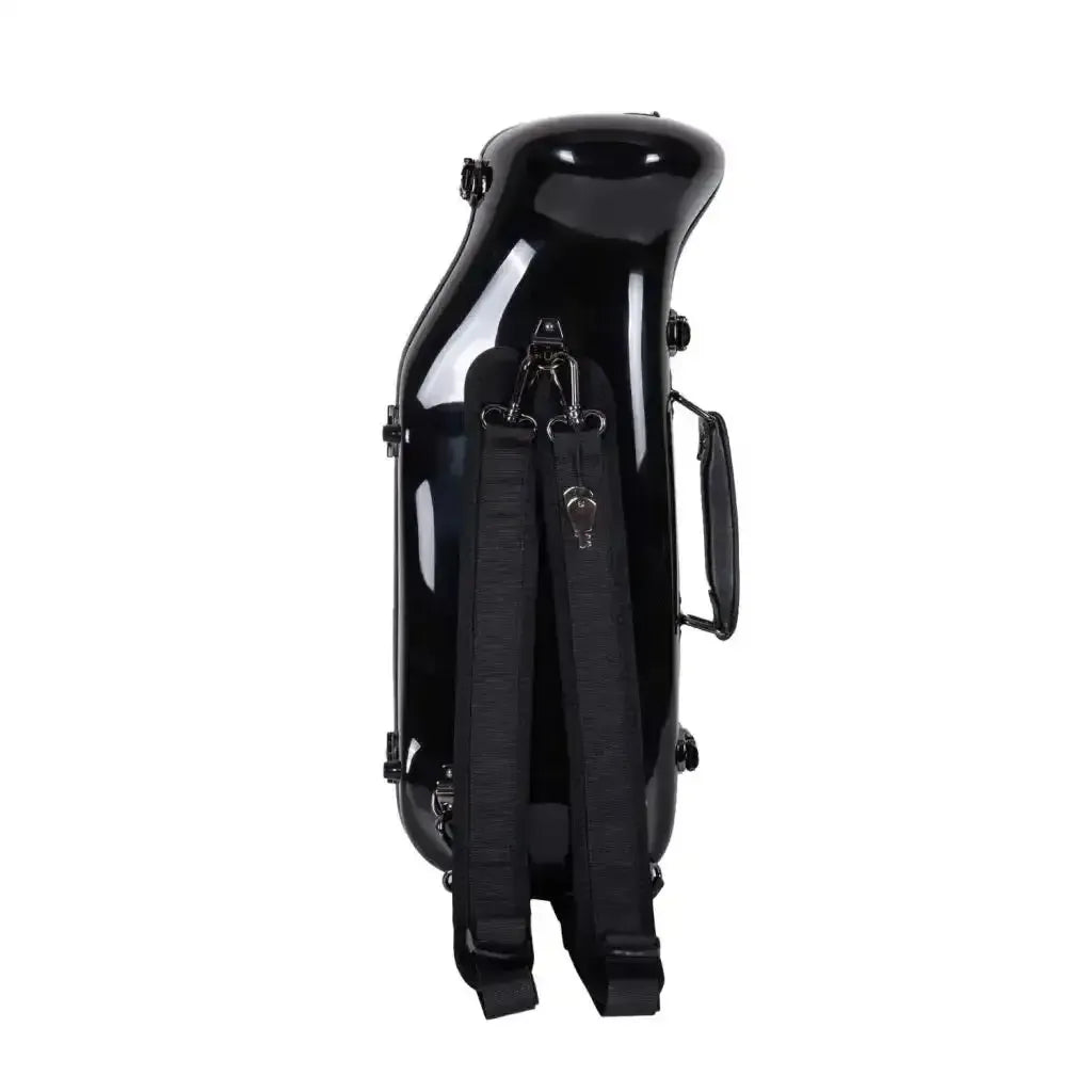 Crossrock black fiberglass trumpet case with shoulder straps and handle.