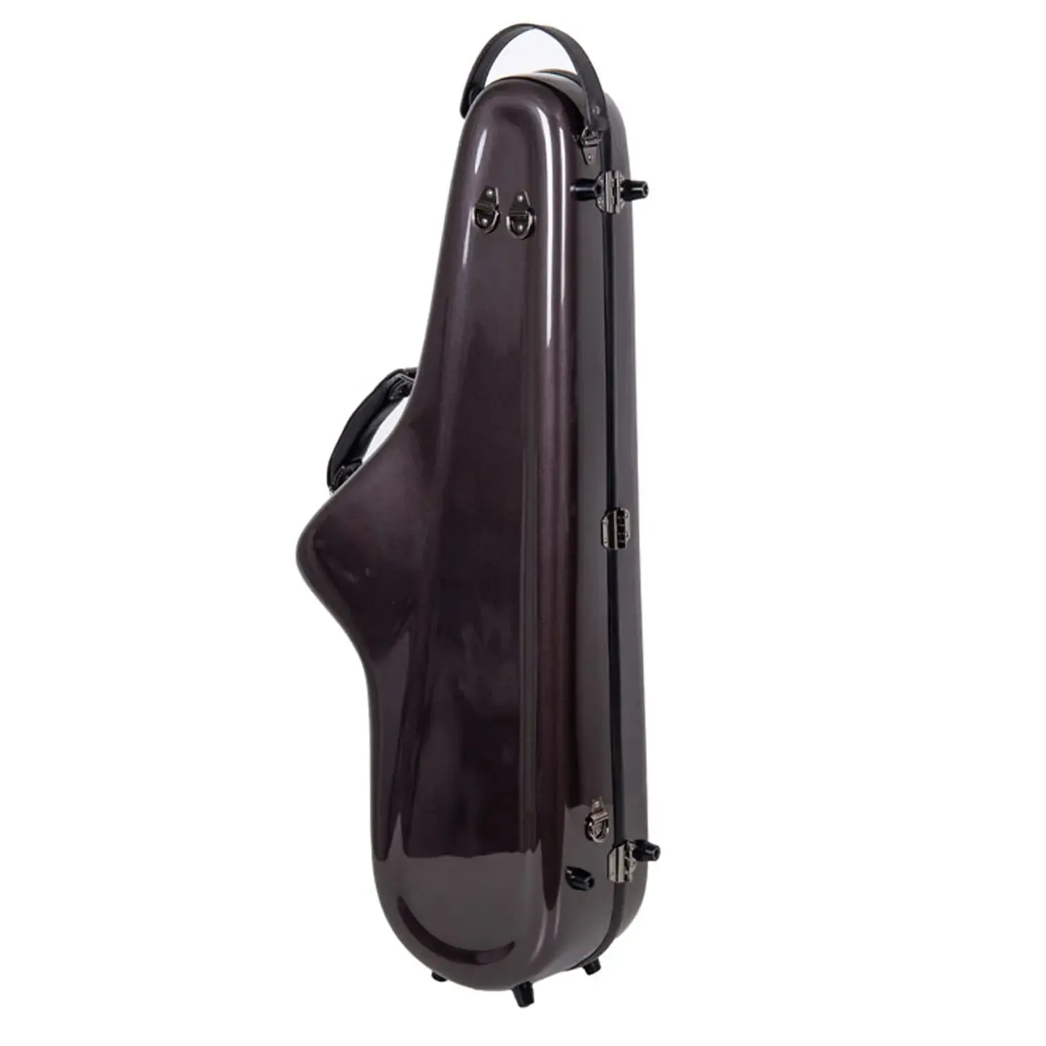 Crossrock CRF1020TS fiberglass tenor saxophone case in glossy space-gray with black handles and latches.