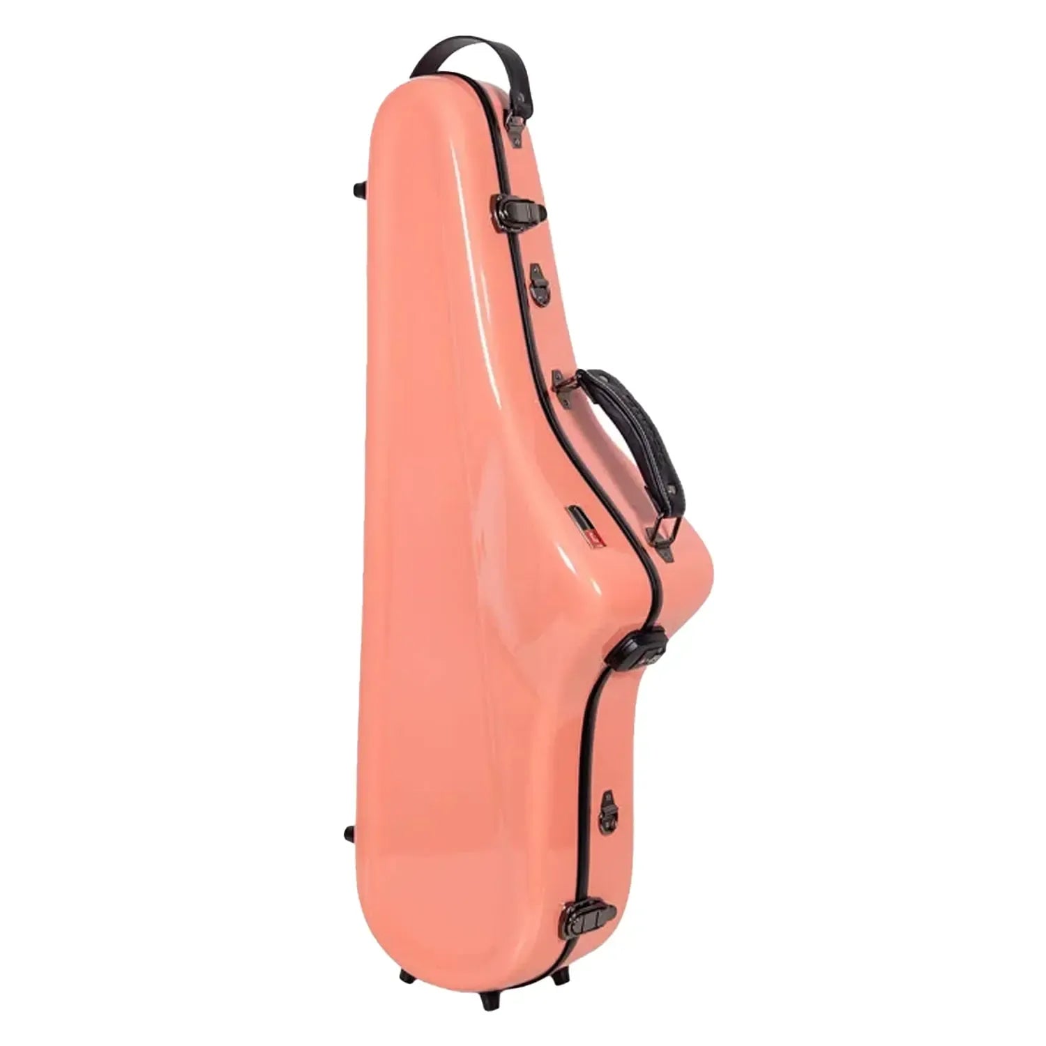 Crossrock CRF1020TS fiberglass tenor saxophone case in glossy Spanish-Pink with black latches and handles.