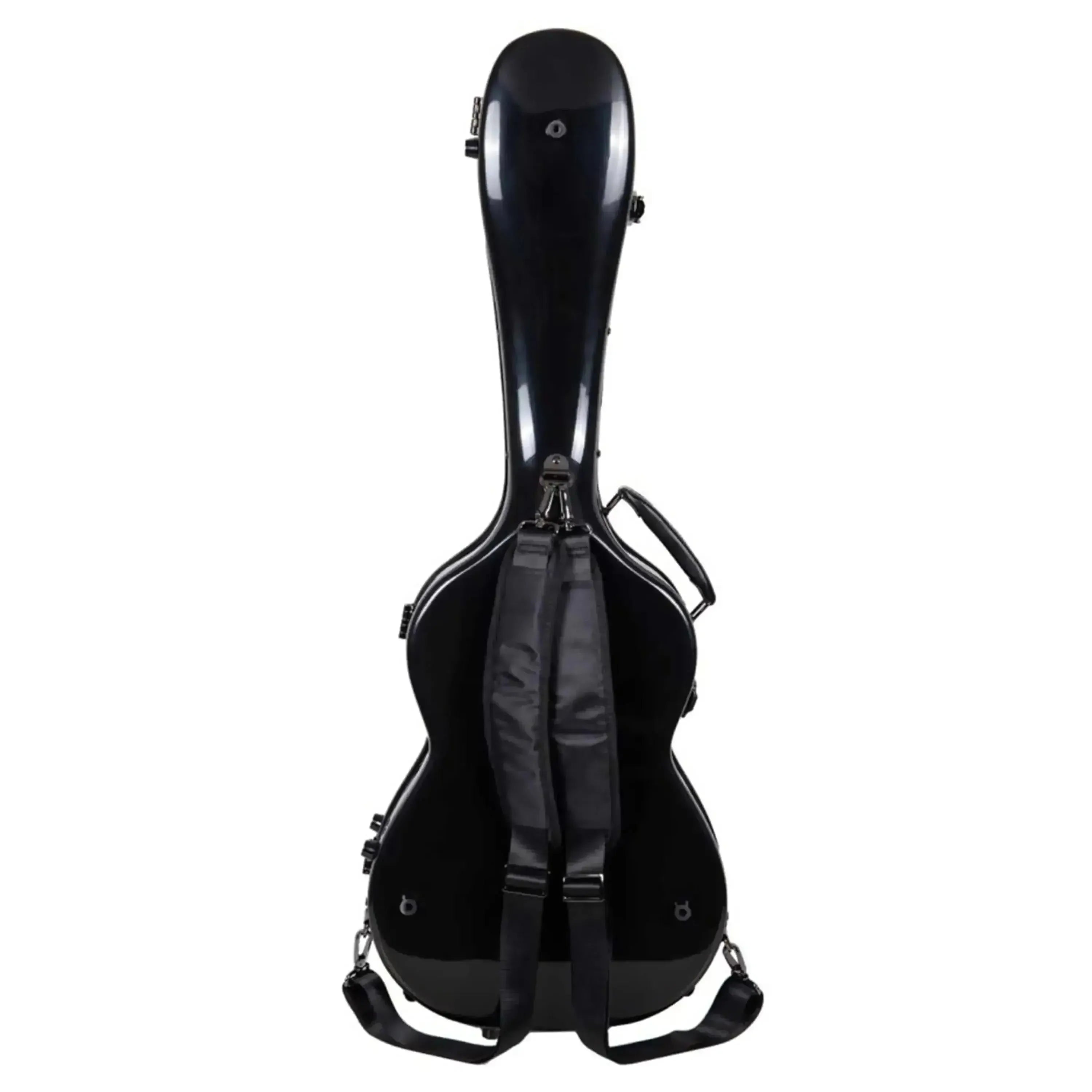 Crossrock Torres 3/4 classical fiberglass guitar case in black, with backpack straps and handle.