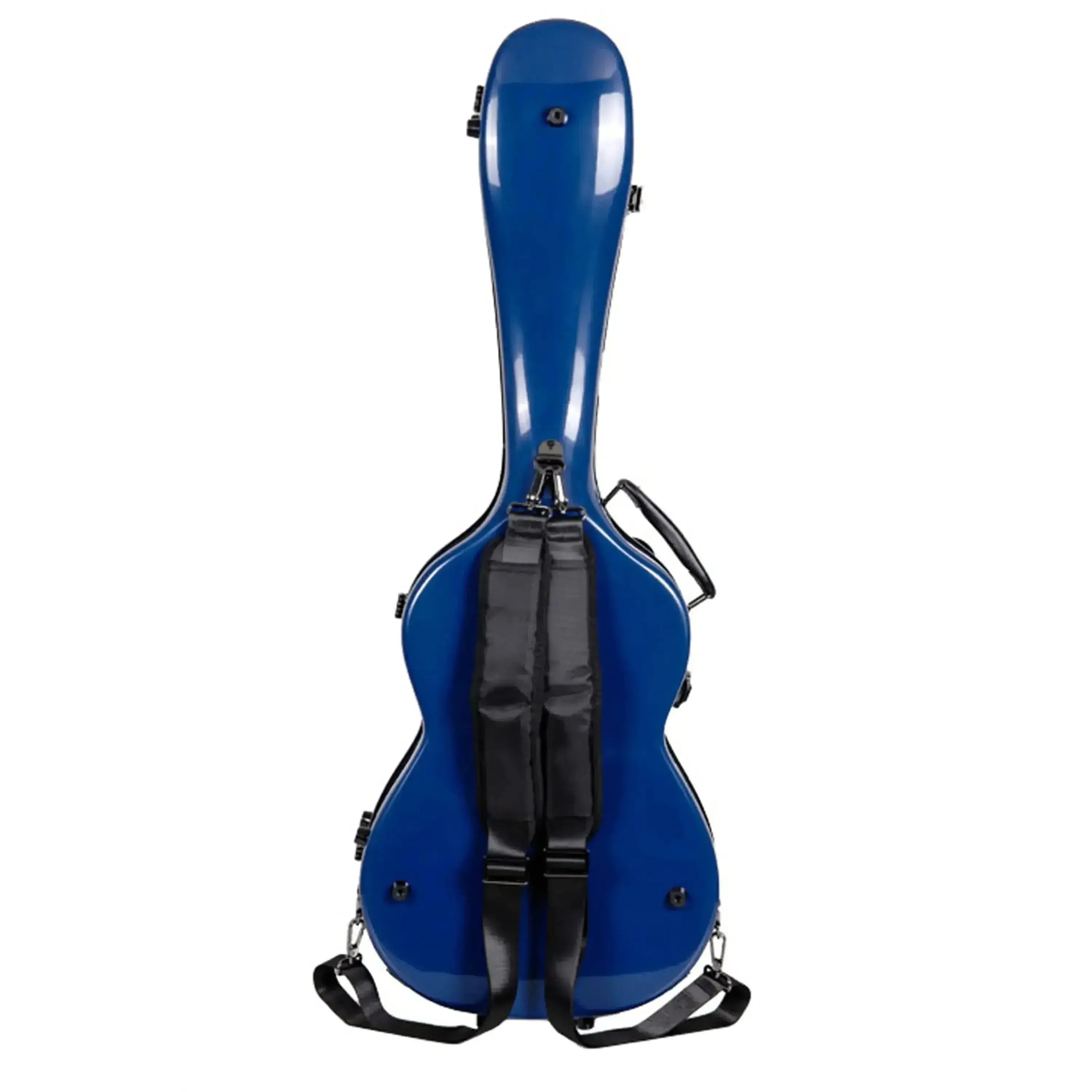 Crossrock Torres 3/4 classical fiberglass guitar case in blue with black straps and handle.