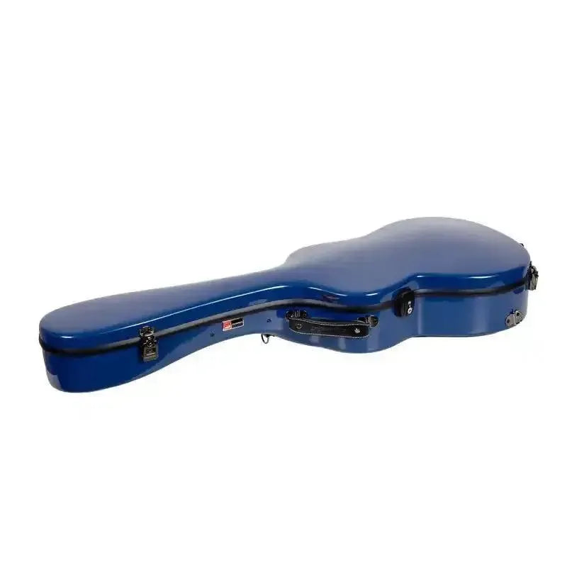 Crossrock Torres 3/4 classical fiberglass guitar case in blue with black handle and TSA lock.