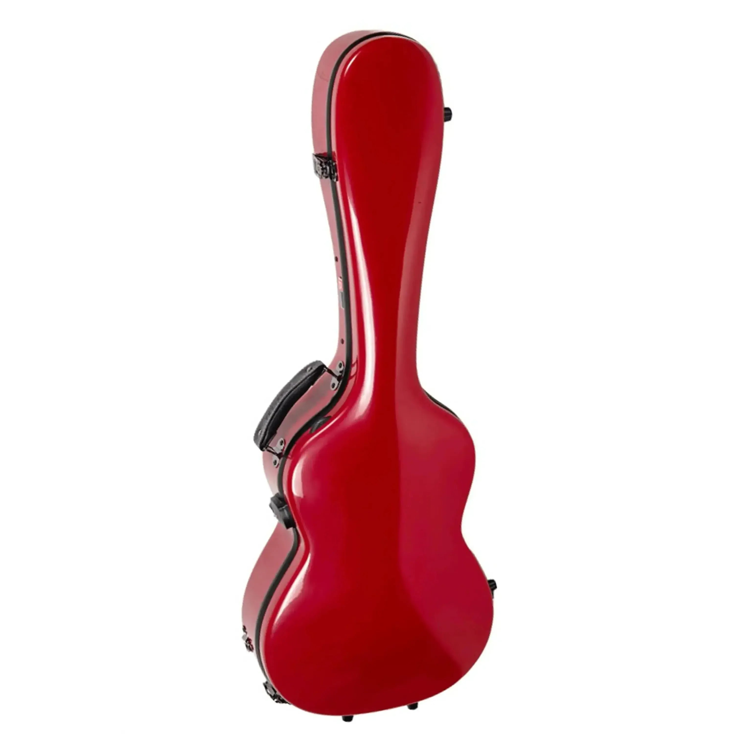 Crossrock Torres 3/4 classical fiberglass guitar case in glossy red with black trim and handle.