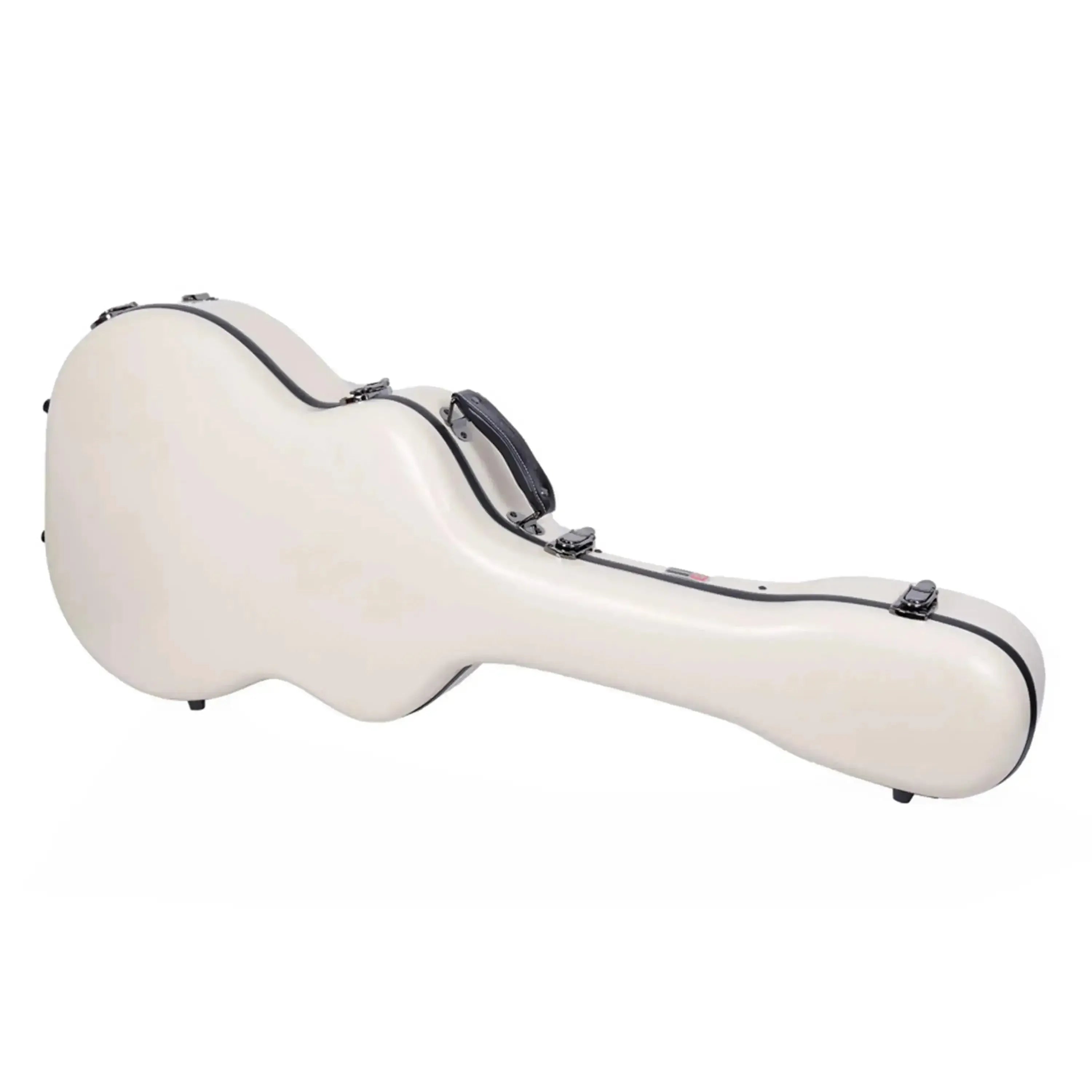 Crossrock CRF2020GAIV ivory fiberglass acoustic guitar case with black trim and handle.