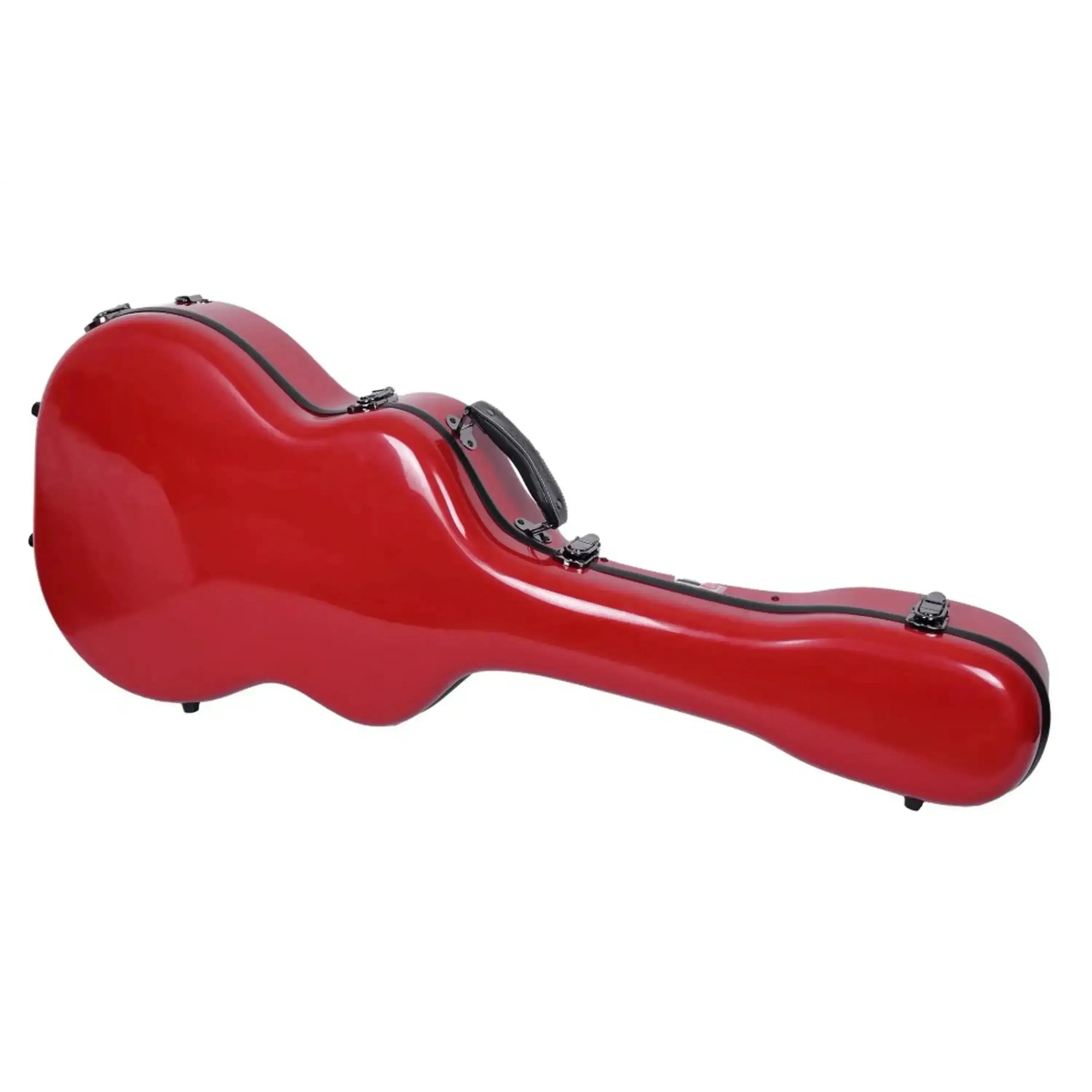 Crossrock CRF2020GARD red fiberglass acoustic guitar case with black trim and handle.