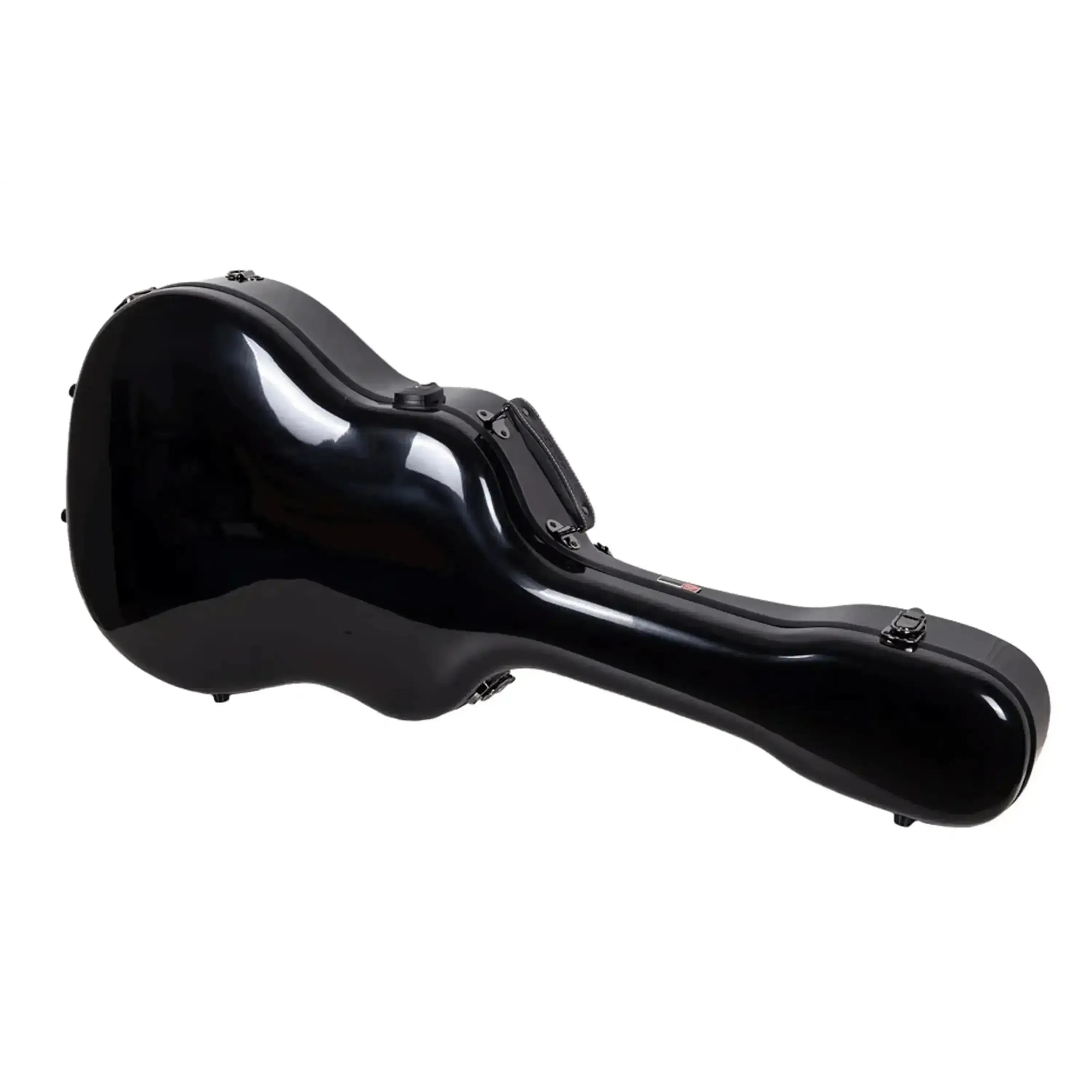 Crossrock CRF2020J45 black jumbo dreadnought fiberglass guitar case with latches and handle.