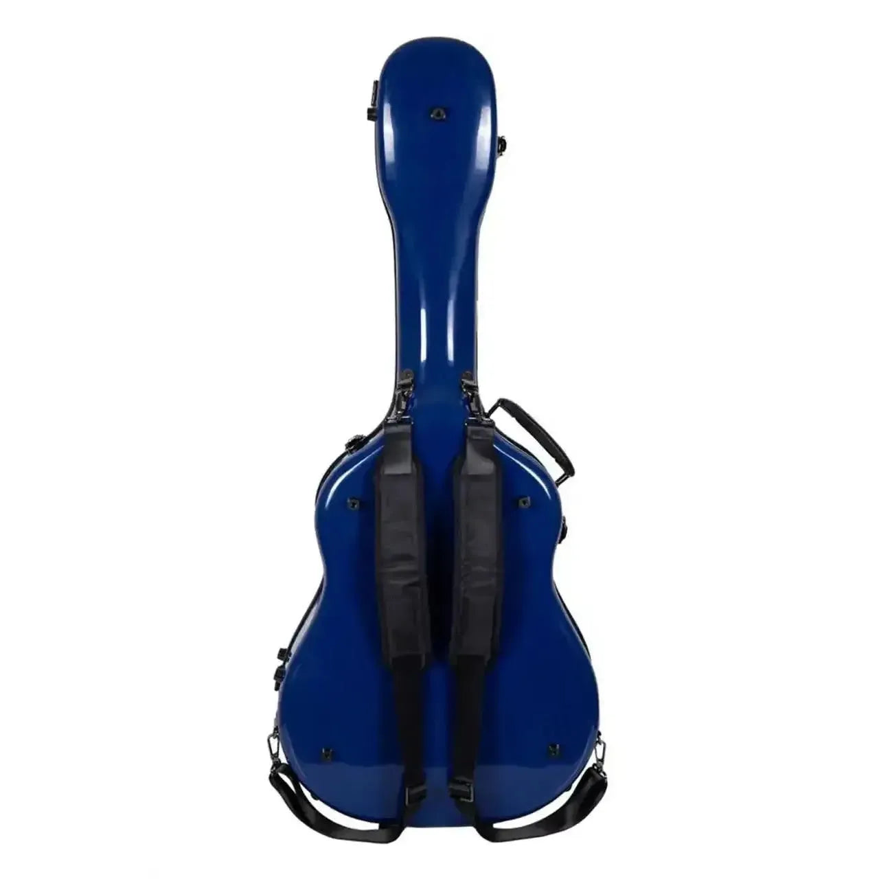 Crossrock CRF2020J45 blue jumbo dreadnought fiberglass guitar case with backpack straps.