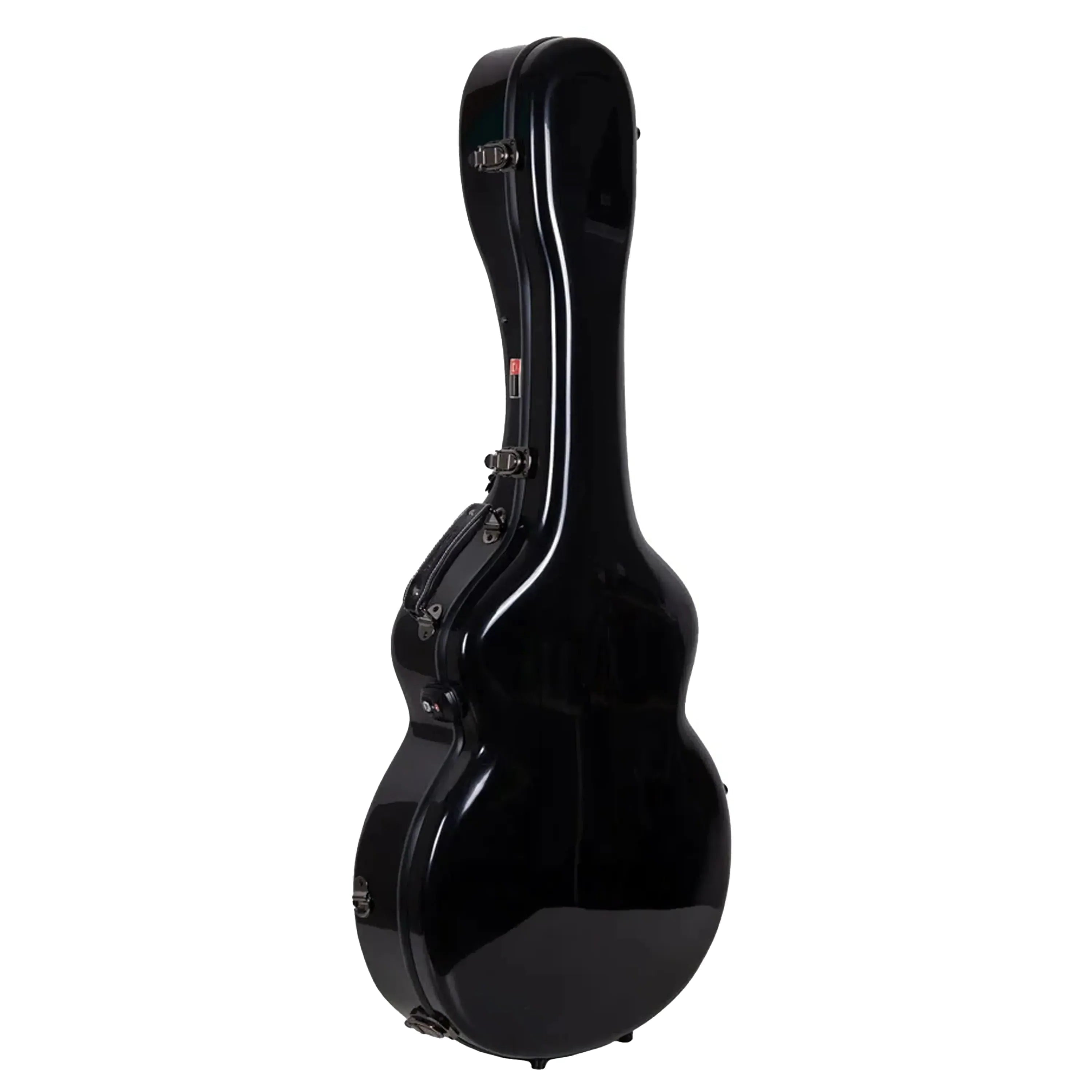 Crossrock CRF2020JA16 black fiberglass ES-125 archtop guitar hardshell case with metal latches.