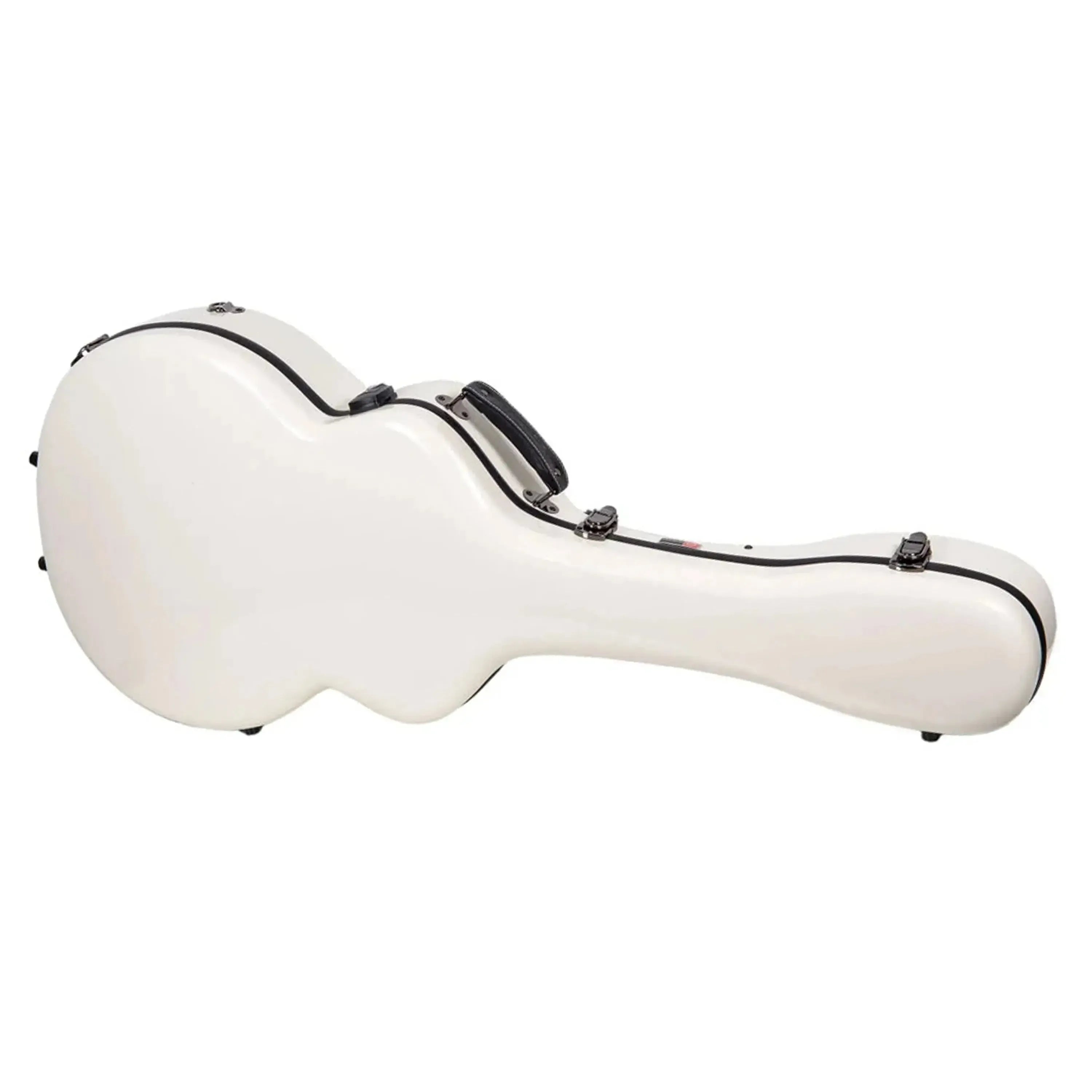 Crossrock CRF2020JA16 fiberglass archtop guitar case in milk-white with black trim and handle.