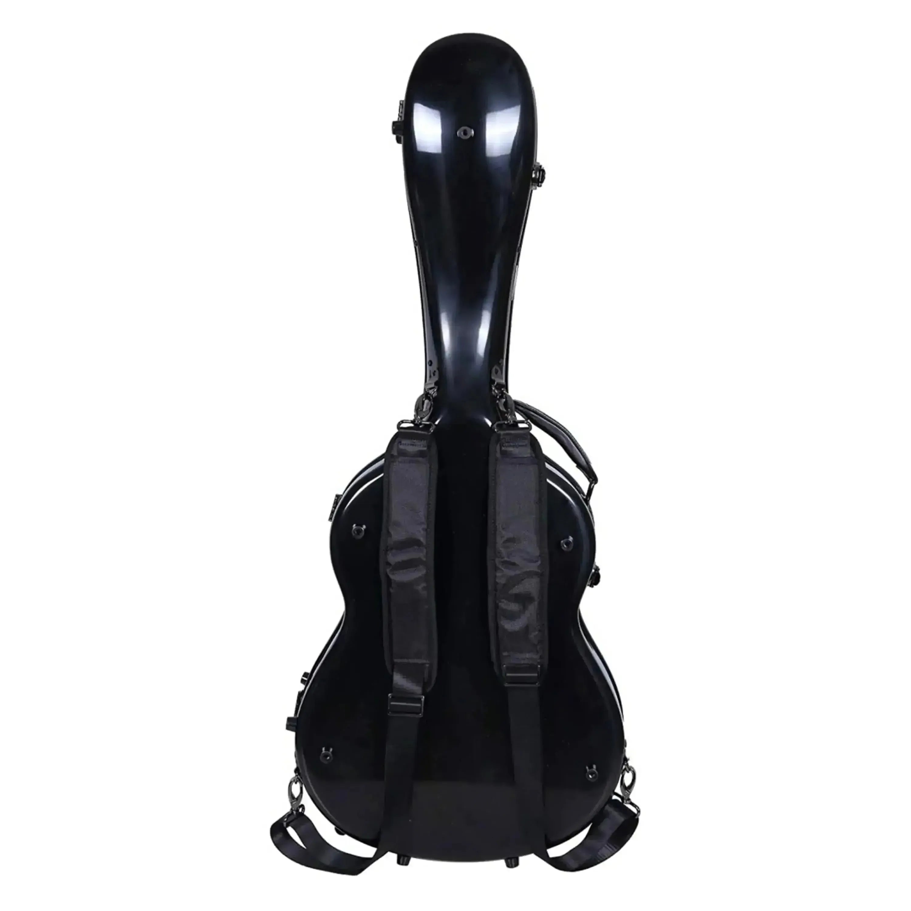 Crossrock CRF2021C black fiberglass classical guitar case with backpack straps.