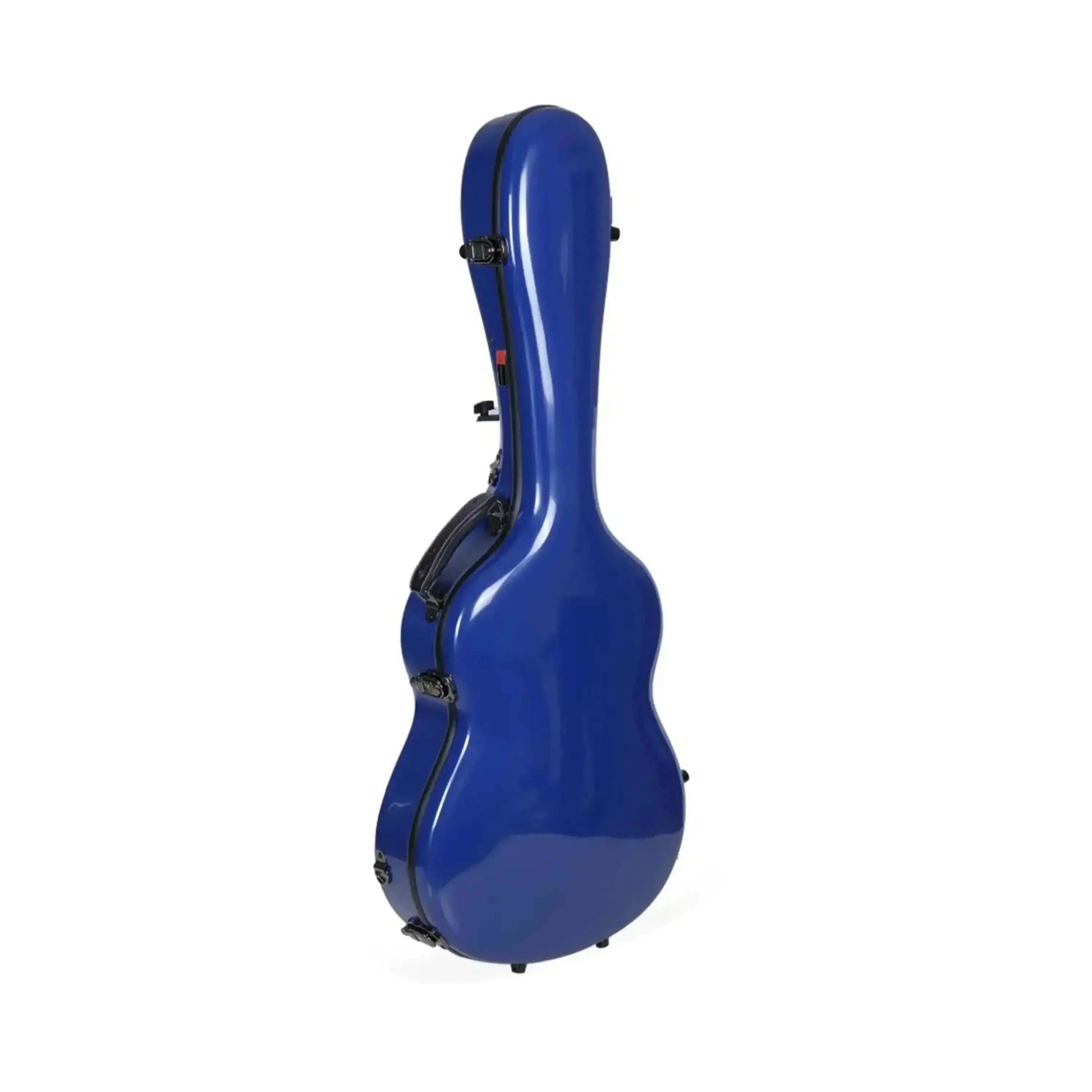 Crossrock CRF2021C full-size classical guitar case in glossy blue fiberglass with black latches.
