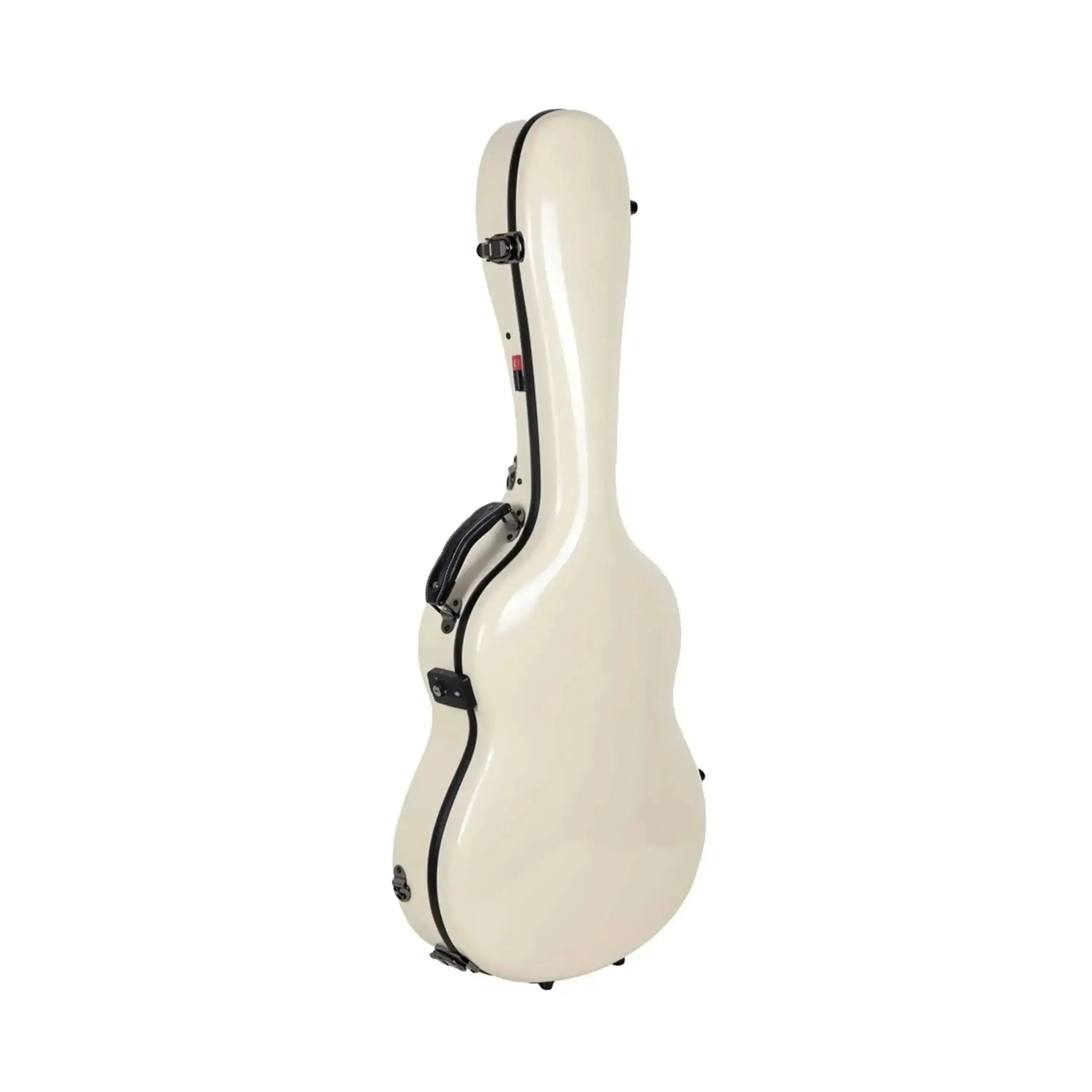 Crossrock CRF2021C full-size ivory fiberglass classical guitar case with black trim and handle.