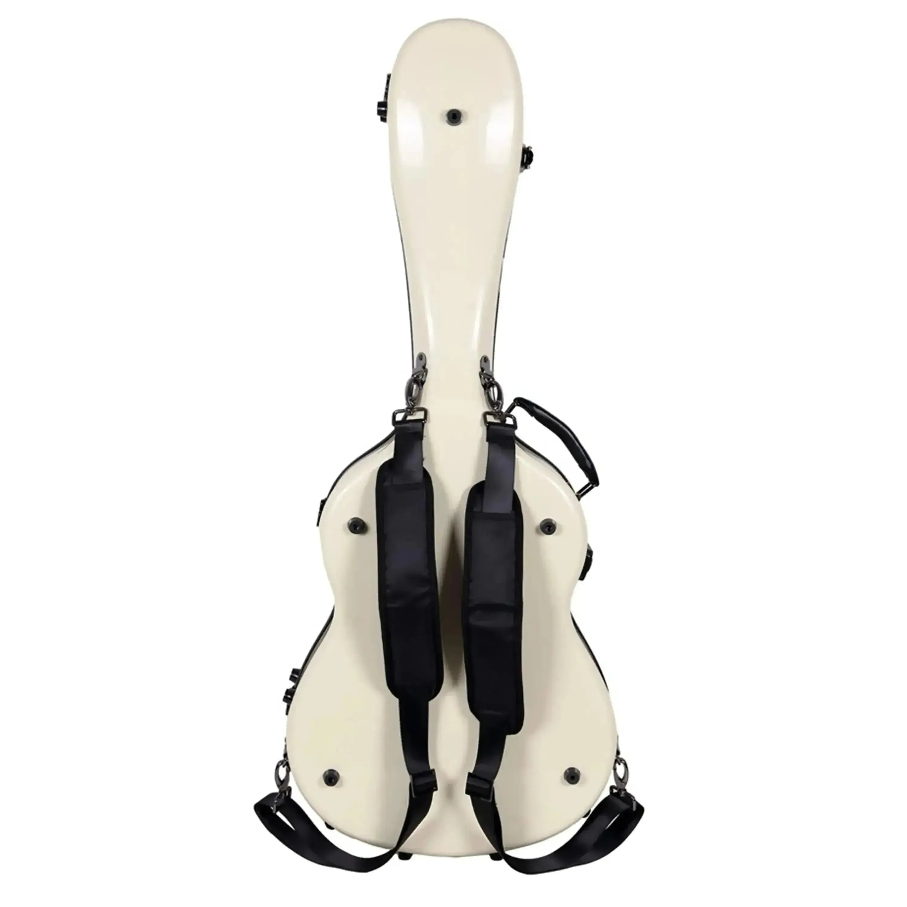 Crossrock CRF2021C classical full-size fiberglass guitar case in ivory with black backpack straps.