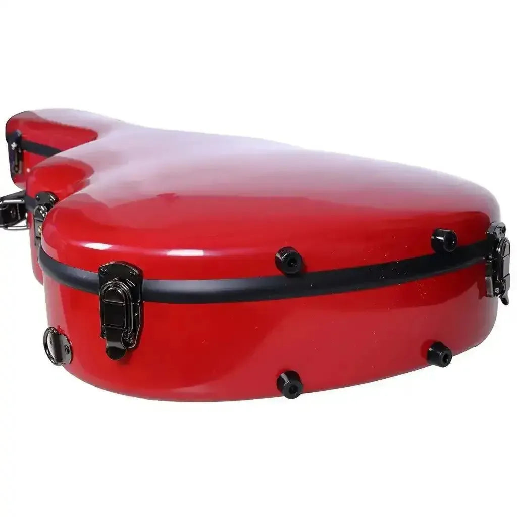 Crossrock CRF2021C full-size classical guitar case in glossy red fiberglass with black latches.