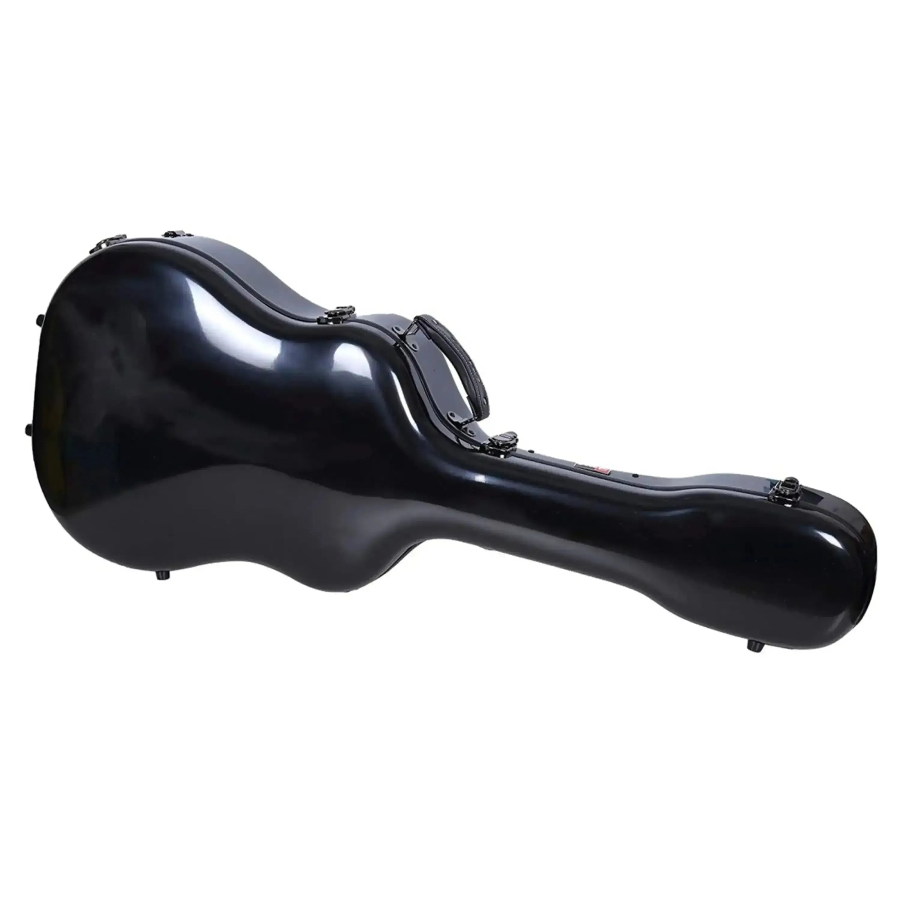 Crossrock CRF2021DBK black fiberglass acoustic-dreadnought guitar case with handle and latches.