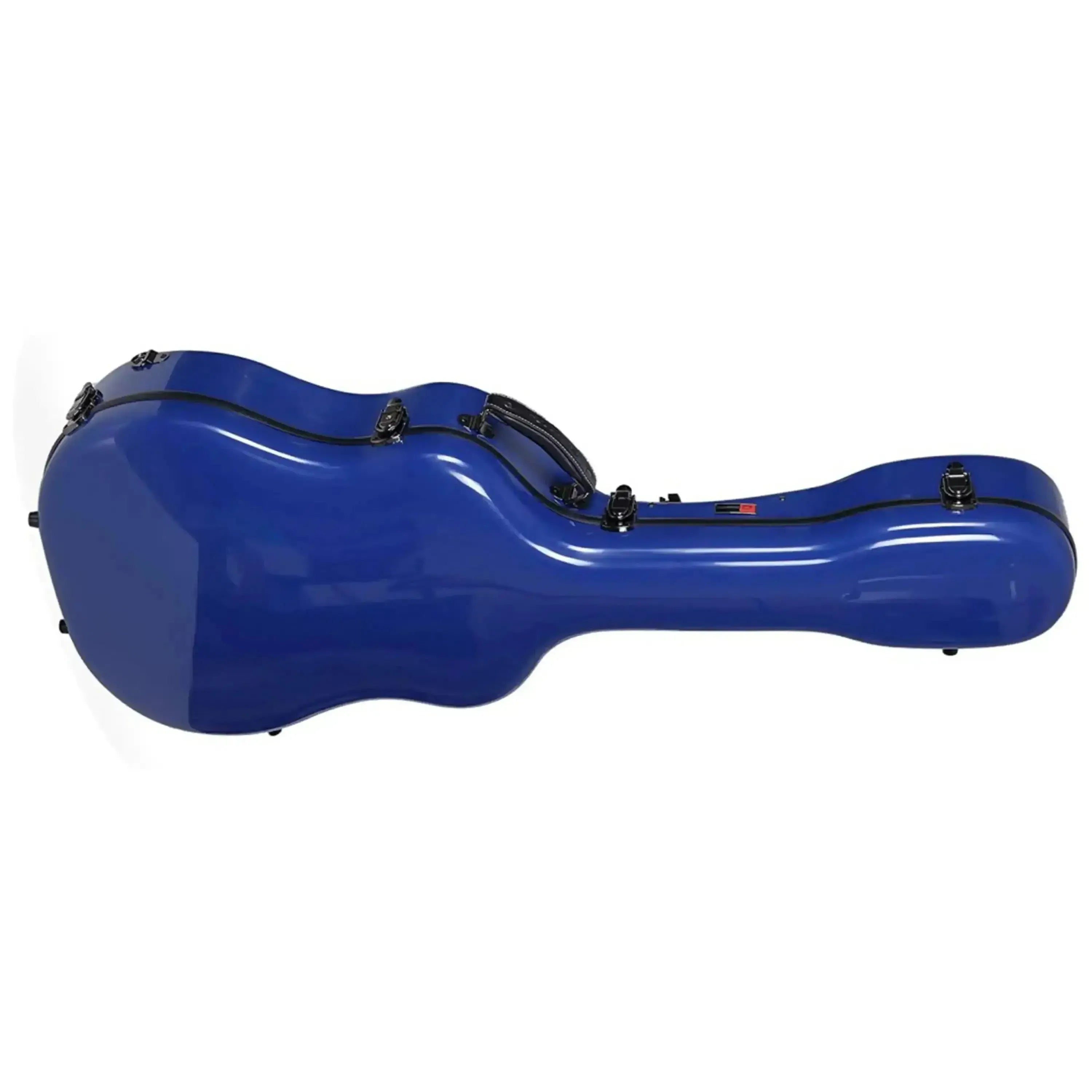 Crossrock CRF2021DNVBL navy blue fiberglass dreadnought acoustic guitar case with black latches.