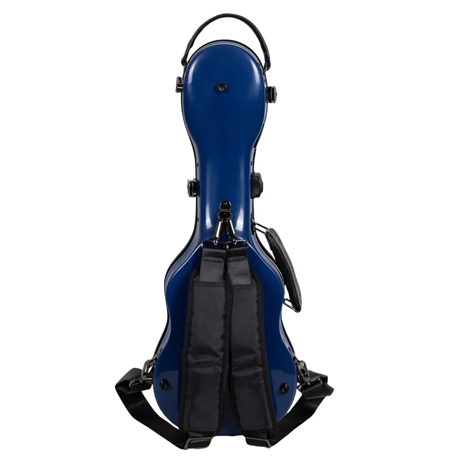 Crossrock CRF2030CU blue fiberglass concert ukulele case with black straps and handle.