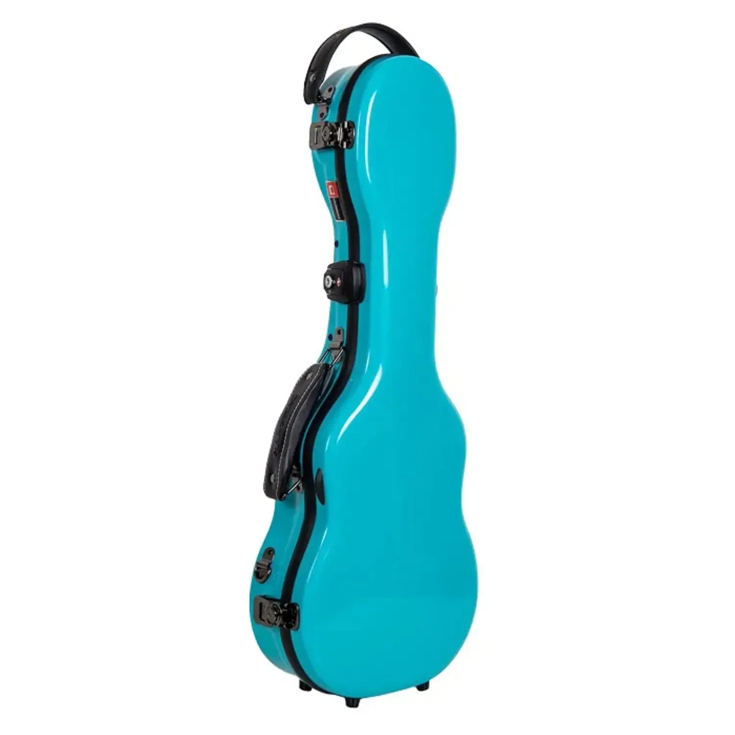 Crossrock CRF2030CU Fiberglass Concert Ukulele Case in glossy mint-blue with black handle and latches.