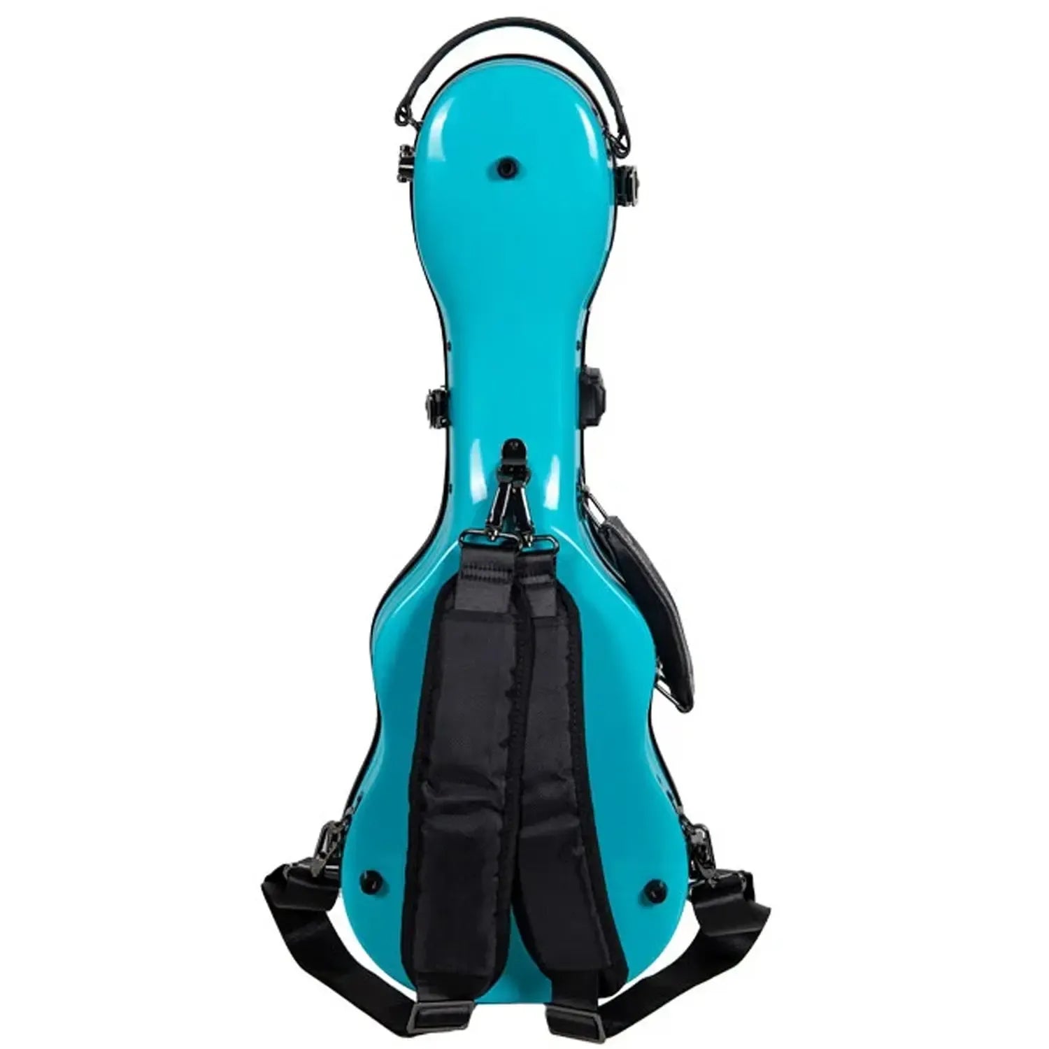Crossrock CRF2030CU Fiberglass Concert Ukulele Case in glossy mint-blue with black straps.