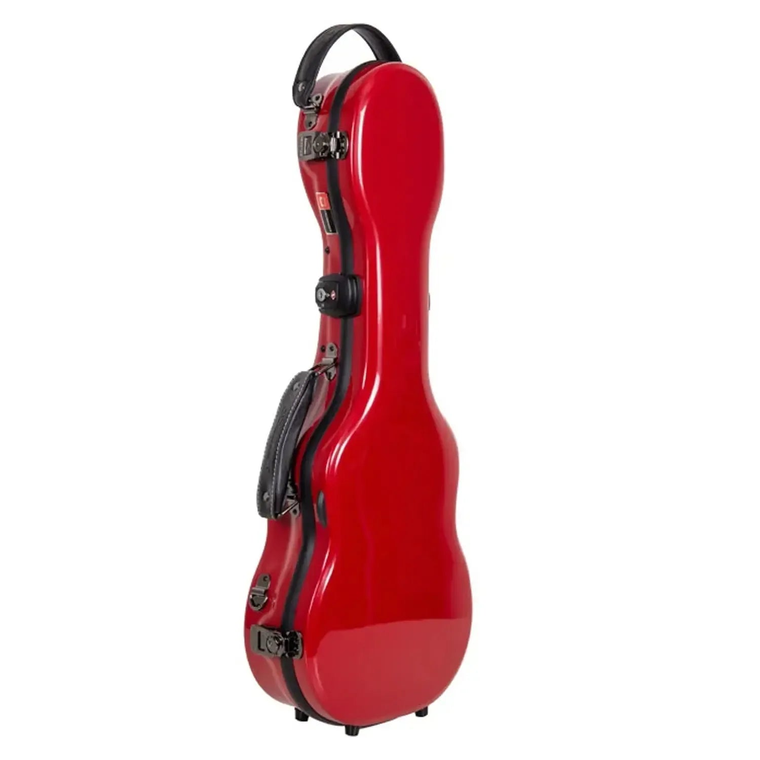 Crossrock CRF2030CU red glossy fiberglass concert ukulele case with black trim and handles.