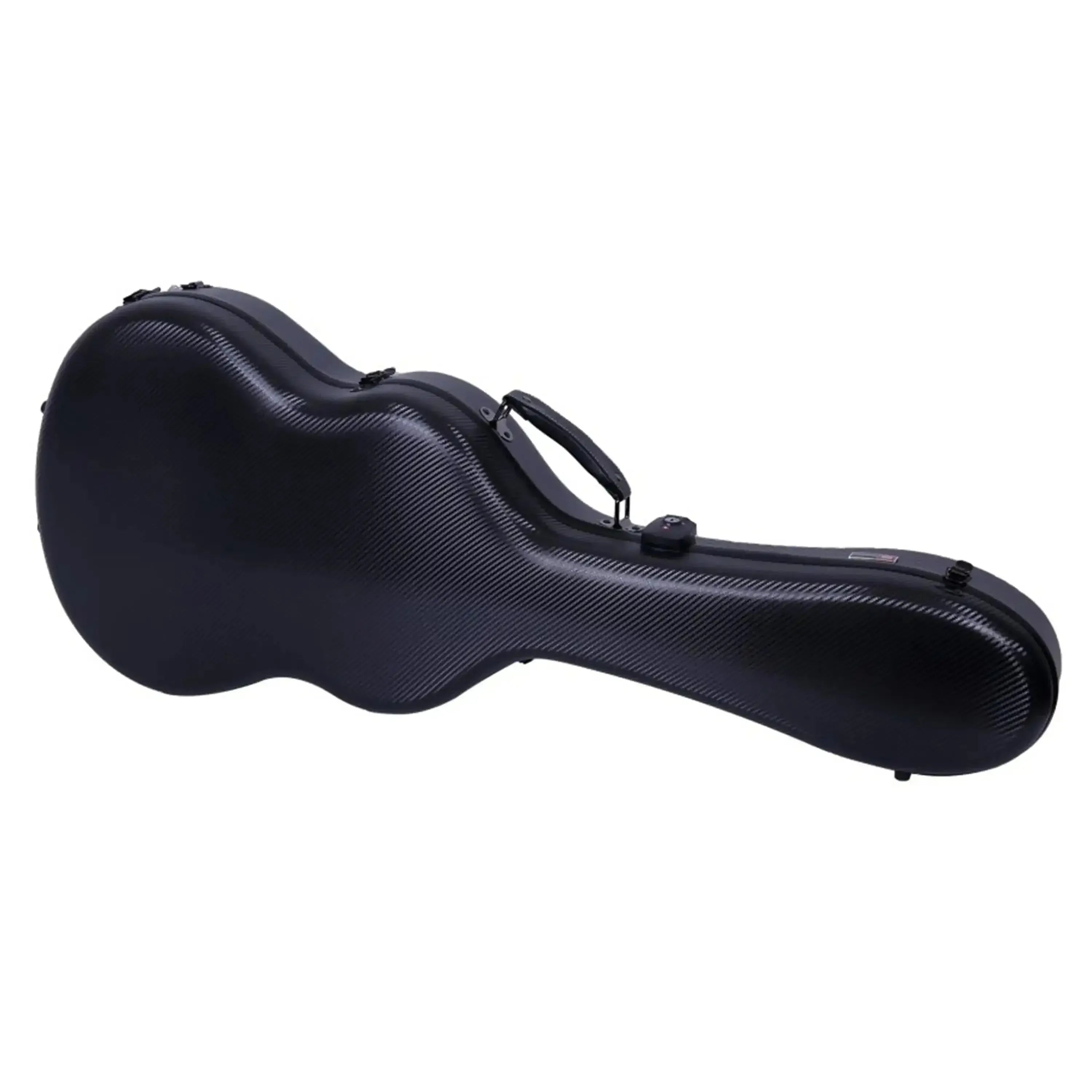 Crossrock CRF4020CBK black poly carbonate 4/4 classical guitar case with carbon wave exterior.