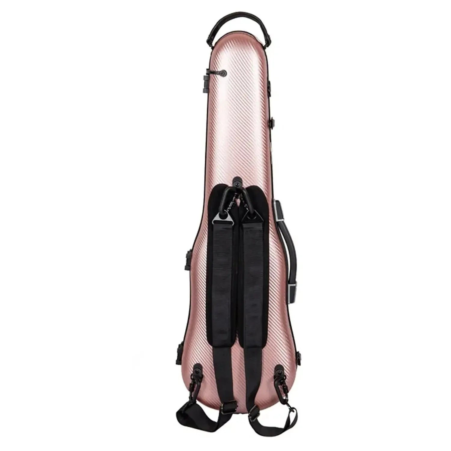 Crossrock CRF4020SV 4/4 violin case in rose-gold polycarbonate with backpack straps.